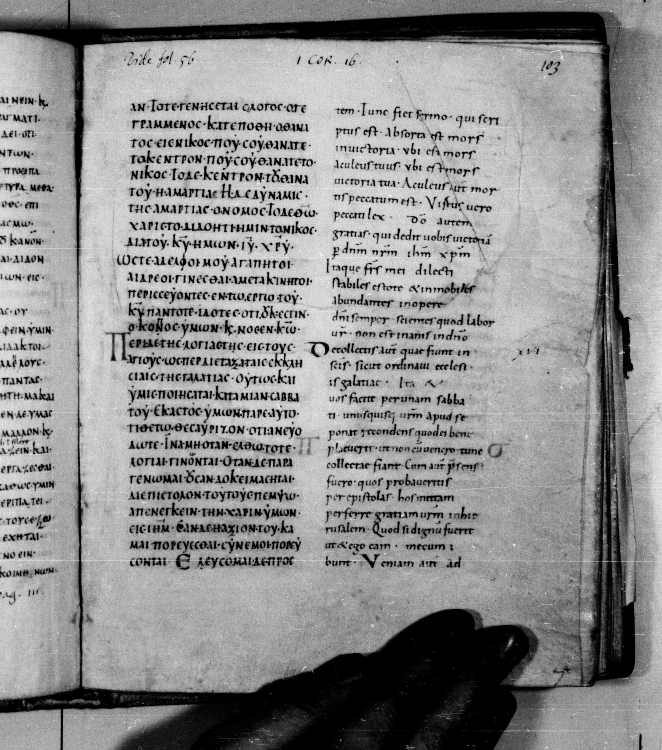 Codex Augiensis showing 1 Corinthians 16:2 from 9th Century found in Reichenau Abbey, Lake Constance, currently housed at Trinity College, Cambridge