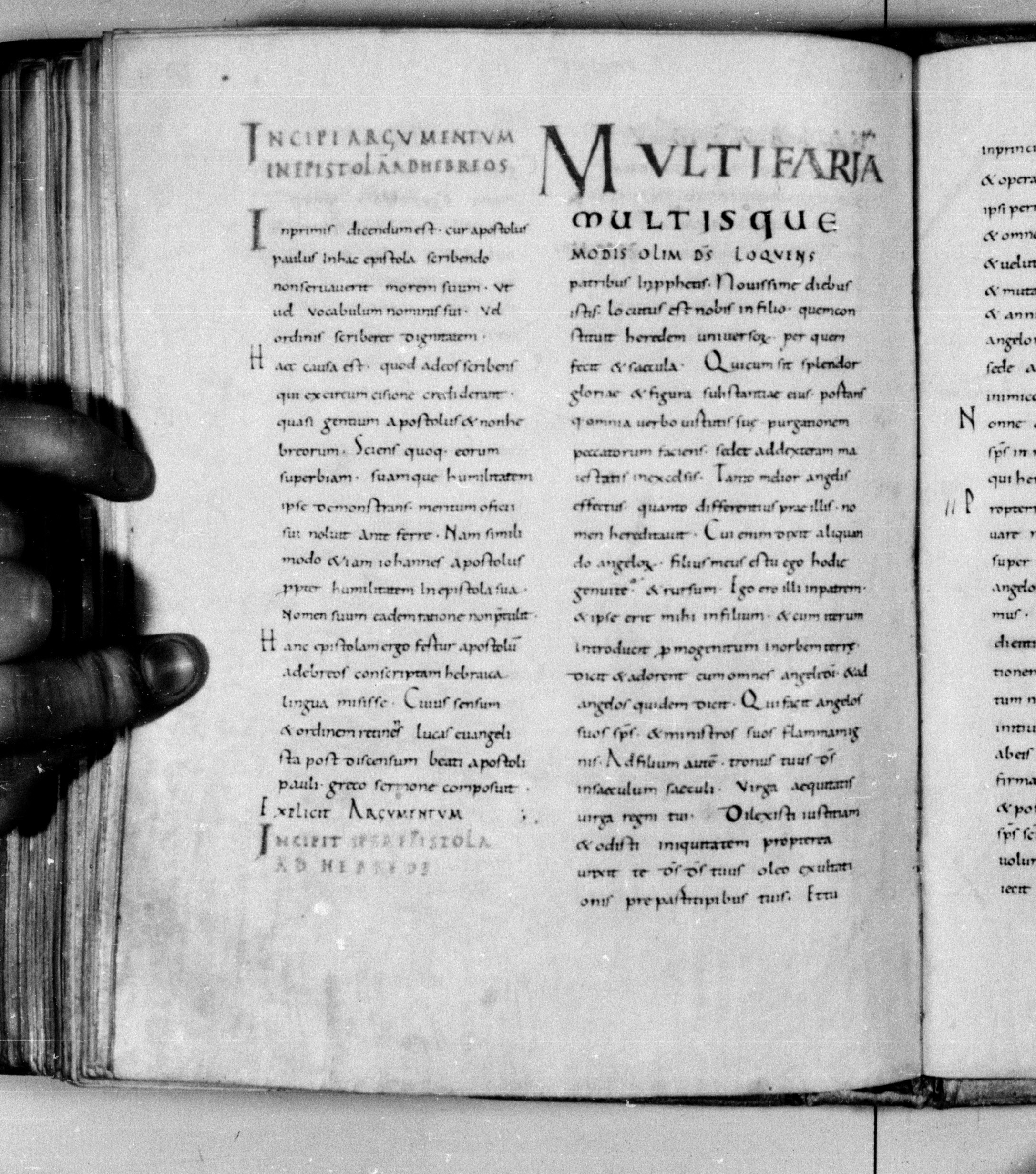 Codex Augiensis showing Hebrews 1:2 from 9th Century found in Reichenau Abbey, Lake Constance, currently housed at Trinity College, Cambridge
