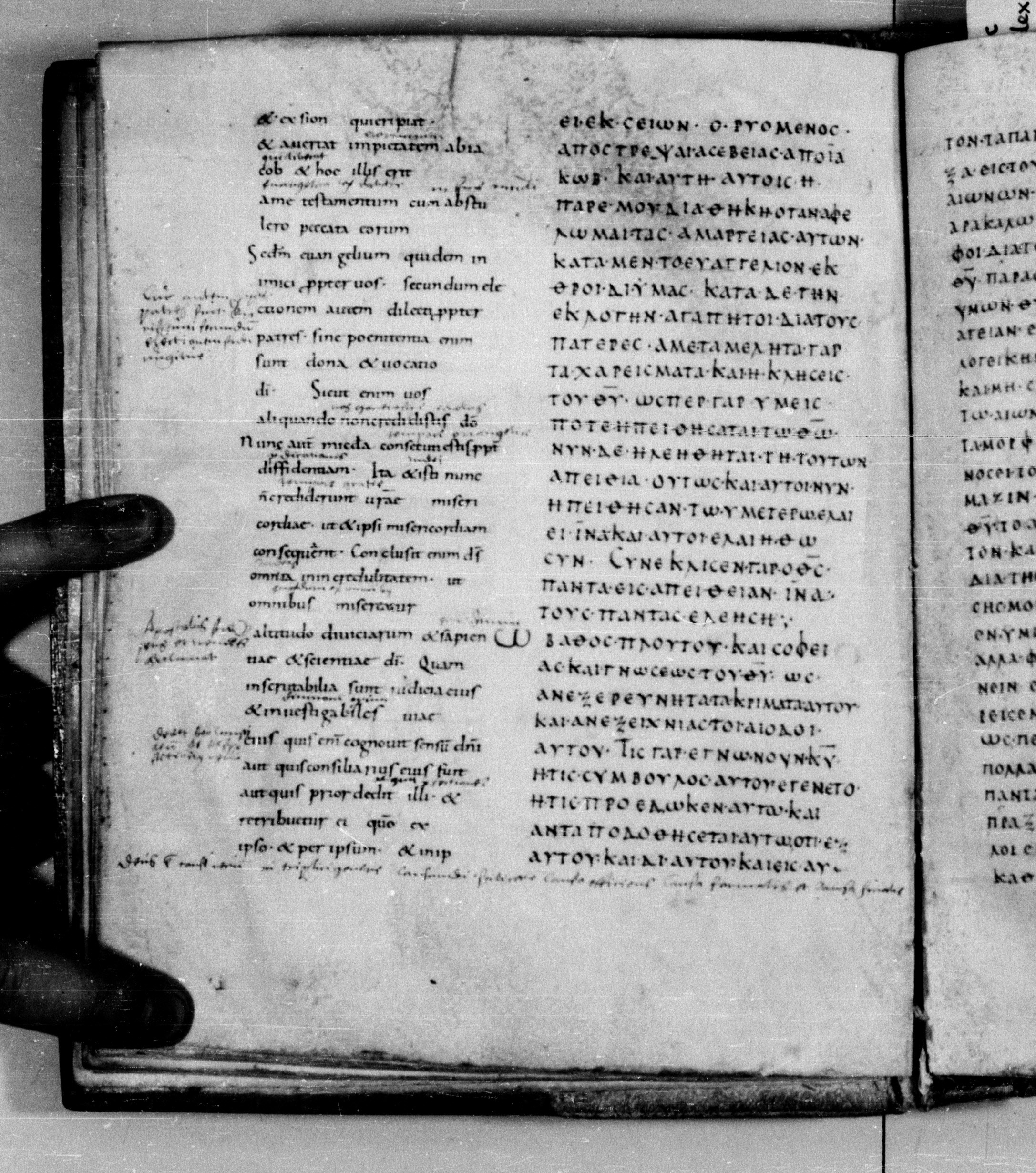 Codex Augiensis showing Romans 11:32 from 9th Century found in Reichenau Abbey, Lake Constance, currently housed at Trinity College, Cambridge