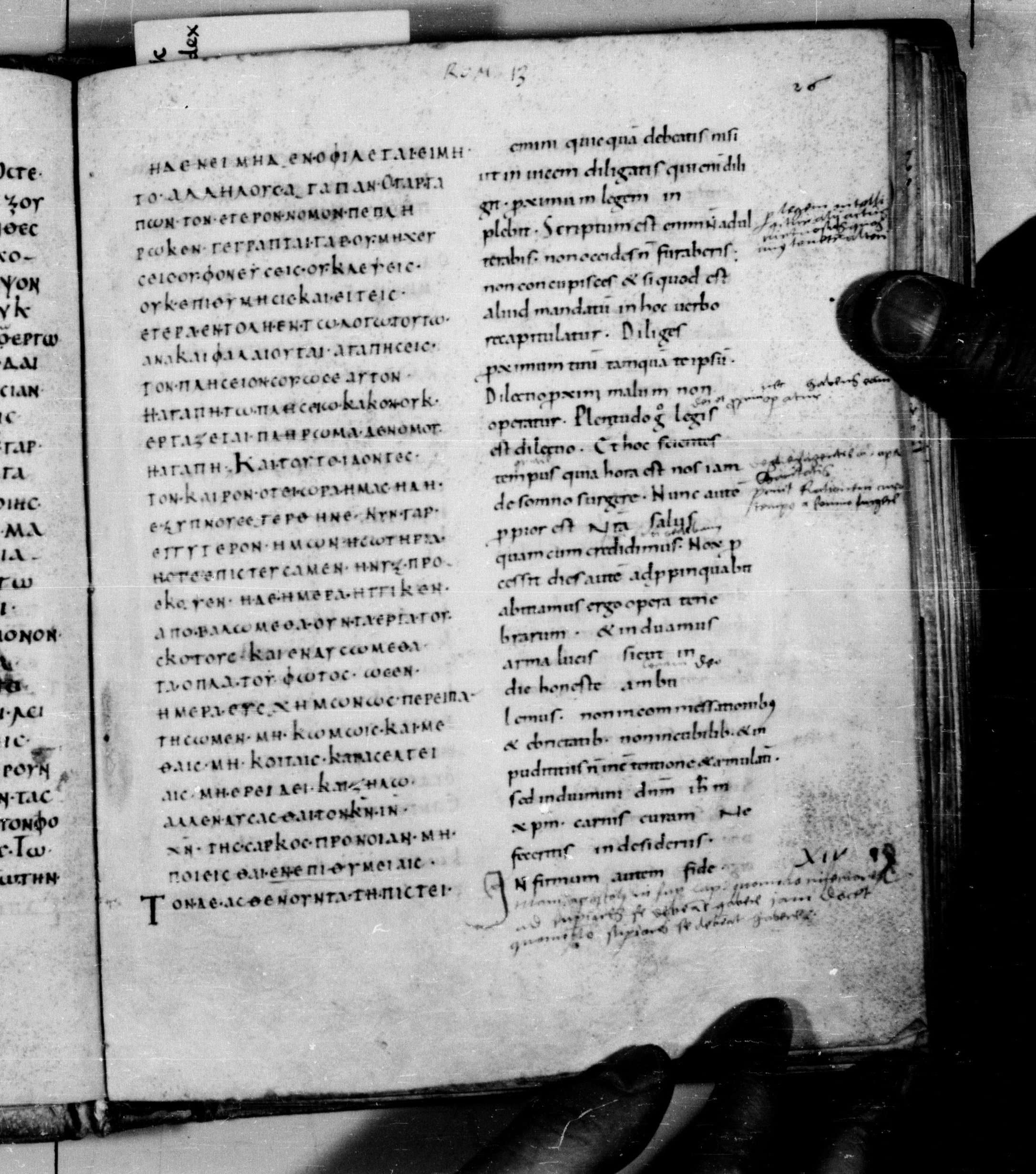 Codex Augiensis showing Romans 13:8 from 9th Century found in Reichenau Abbey, Lake Constance, currently housed at Trinity College, Cambridge