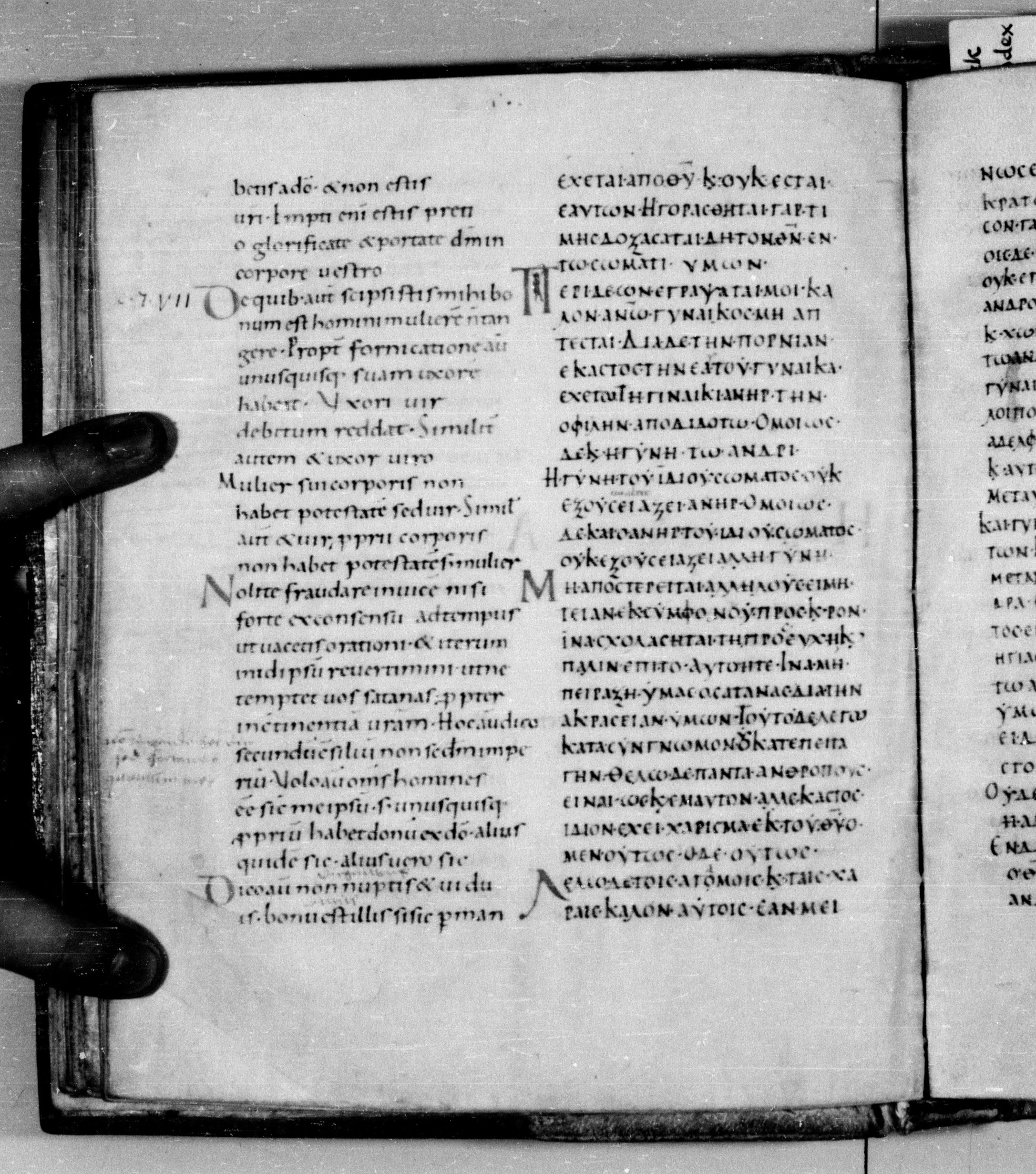 Codex Augiensis showing 1 Corinthians 7:3 from 9th Century found in Reichenau Abbey, Lake Constance, currently housed at Trinity College, Cambridge