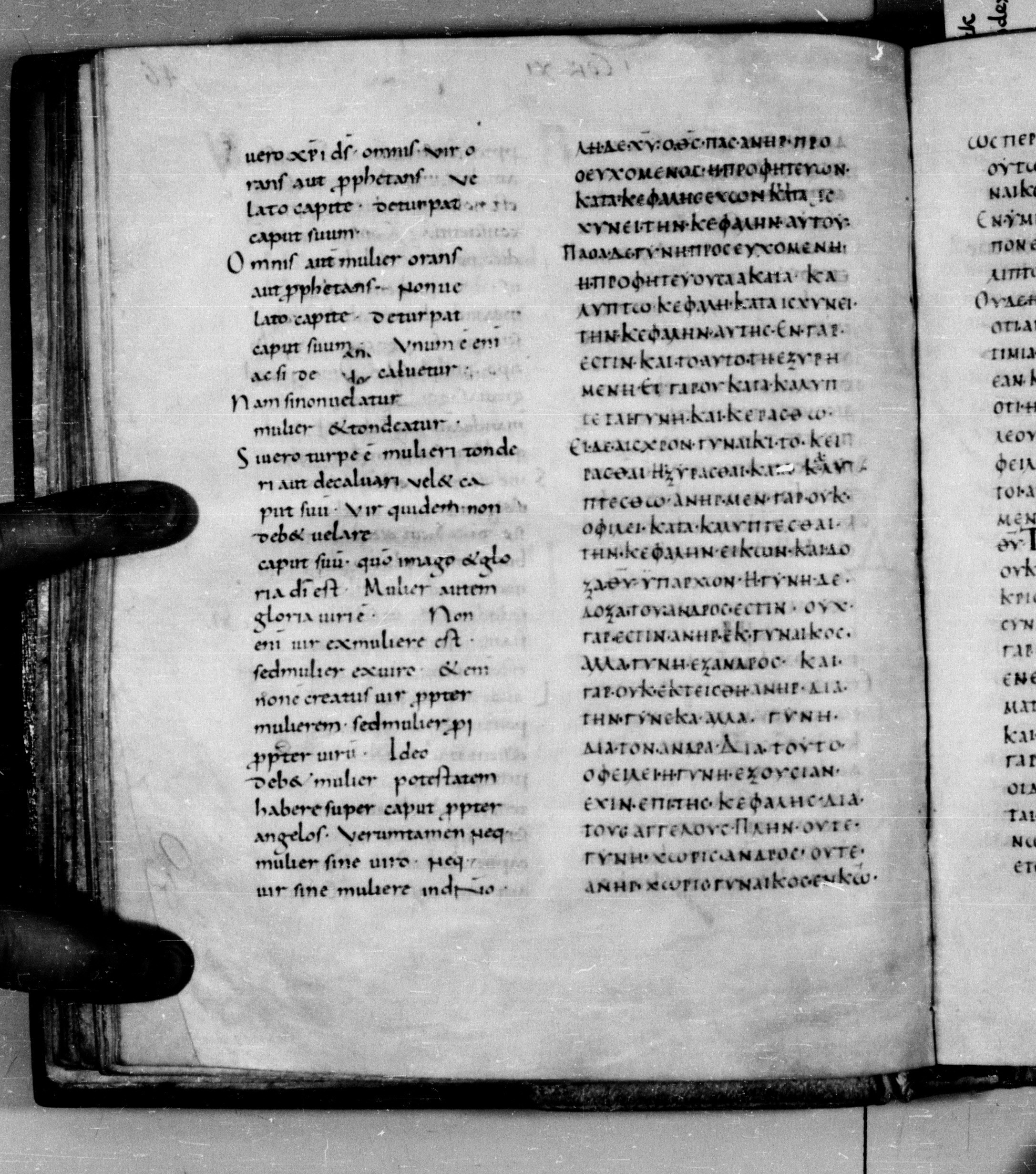 Codex Augiensis showing 1 Corinthians 11:7 from 9th Century found in Reichenau Abbey, Lake Constance, currently housed at Trinity College, Cambridge