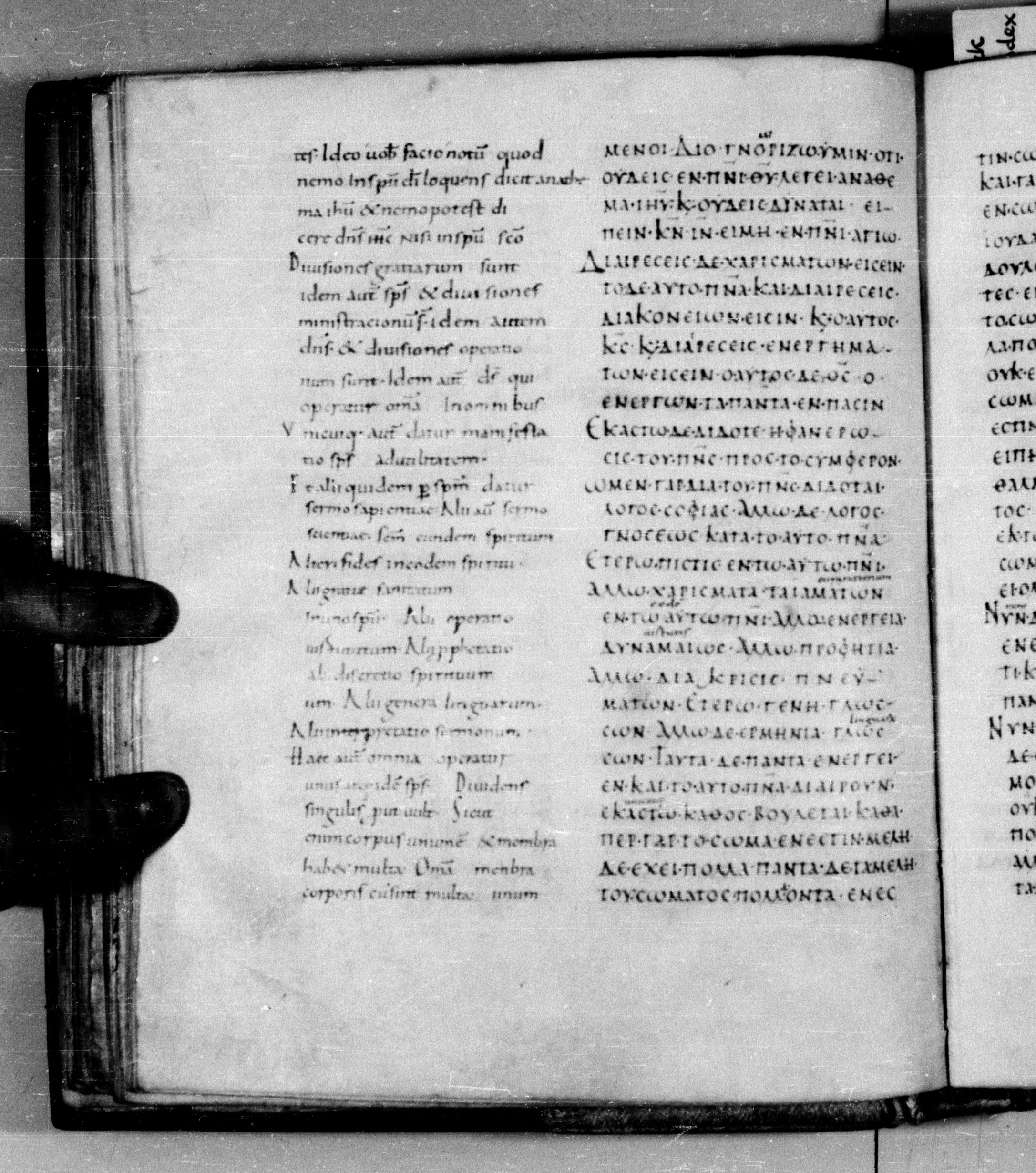Codex Augiensis (Scan 2) showing 1 Corinthians 12:2 from 9th Century found in Reichenau Abbey, Lake Constance, currently housed at Trinity College, Cambridge