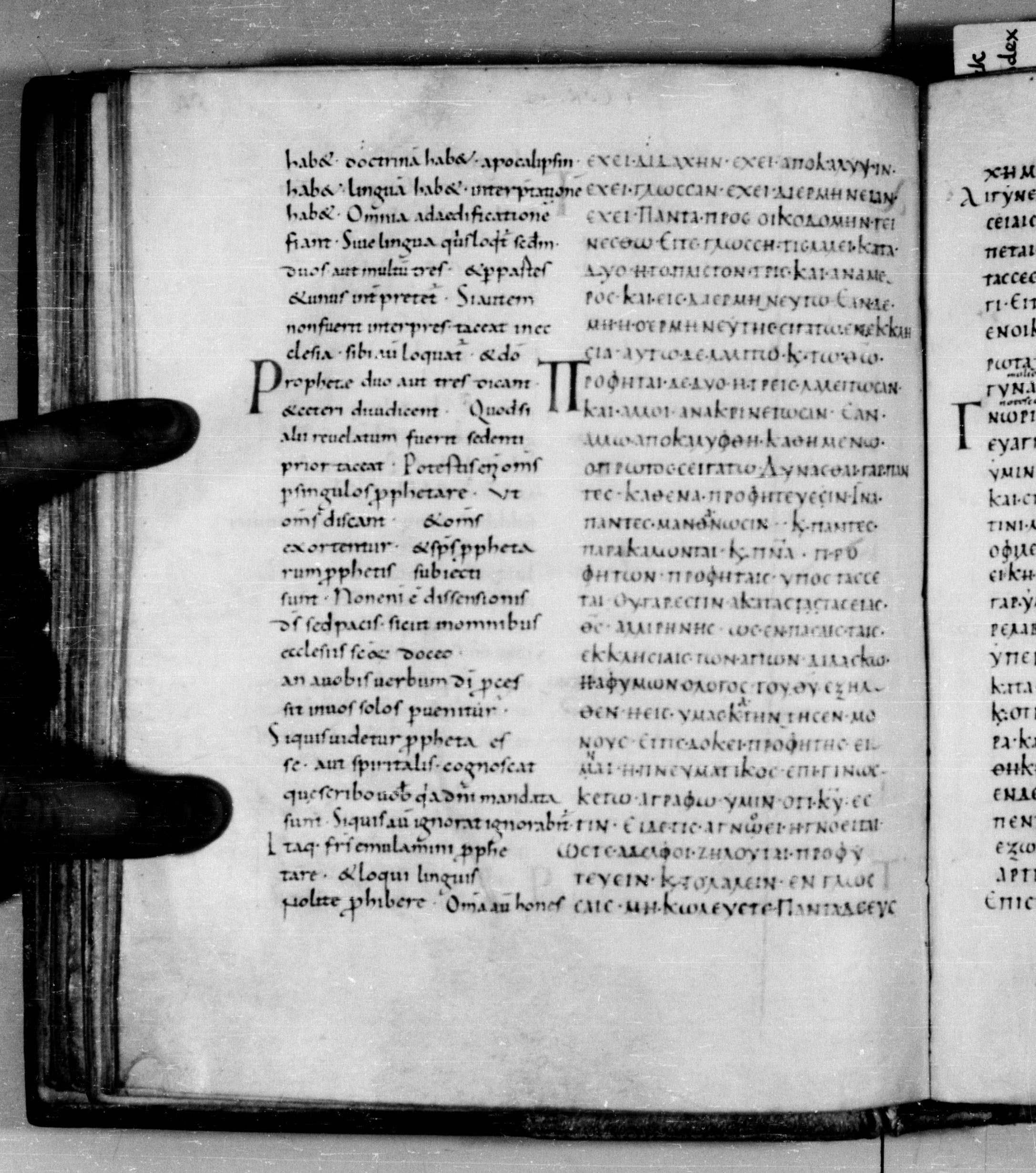 Codex Augiensis showing 1 Corinthians 14:39 from 9th Century found in Reichenau Abbey, Lake Constance, currently housed at Trinity College, Cambridge