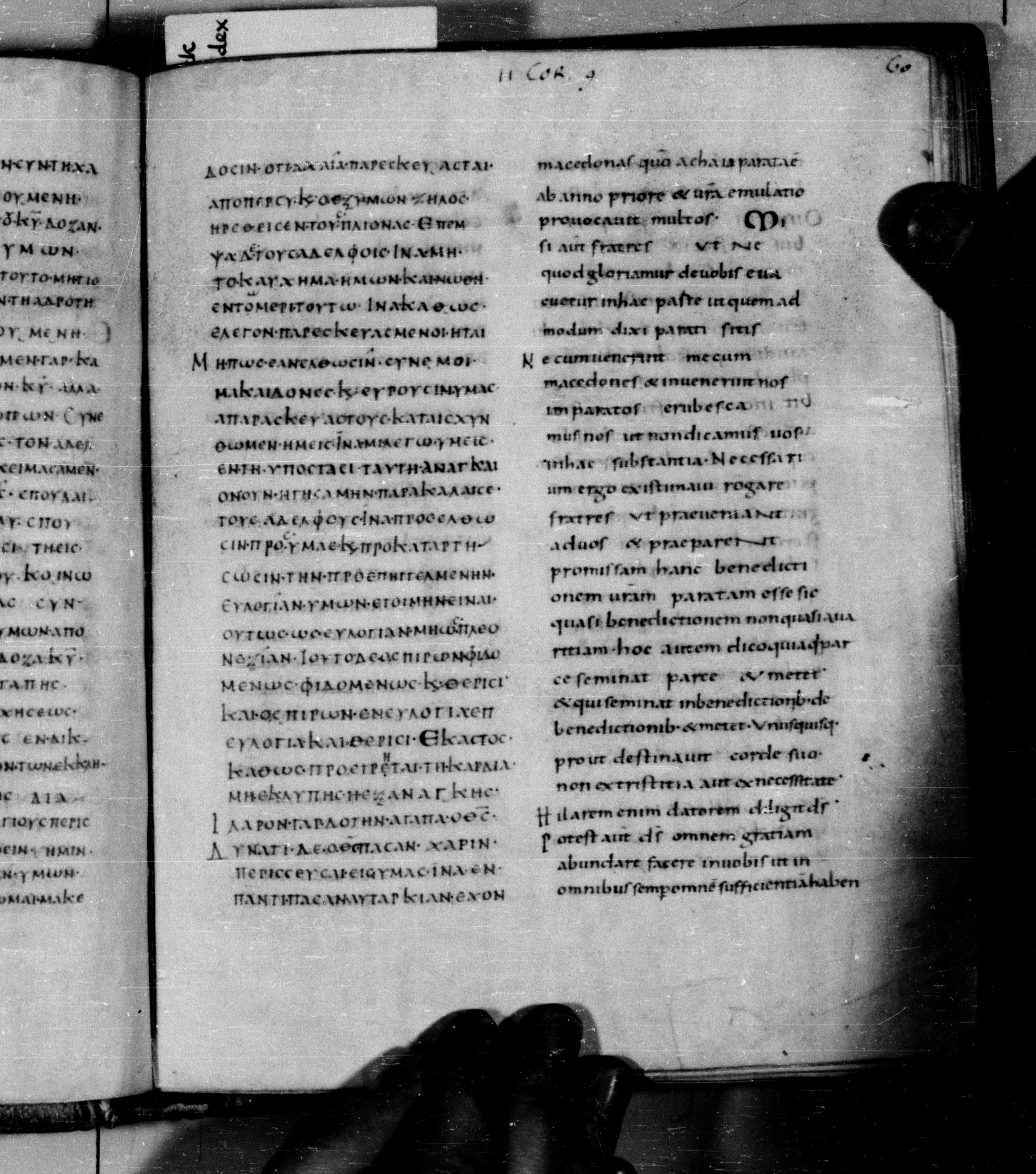 Codex Augiensis showing 2 Corinthians 9:7 from 9th Century found in Reichenau Abbey, Lake Constance, currently housed at Trinity College, Cambridge