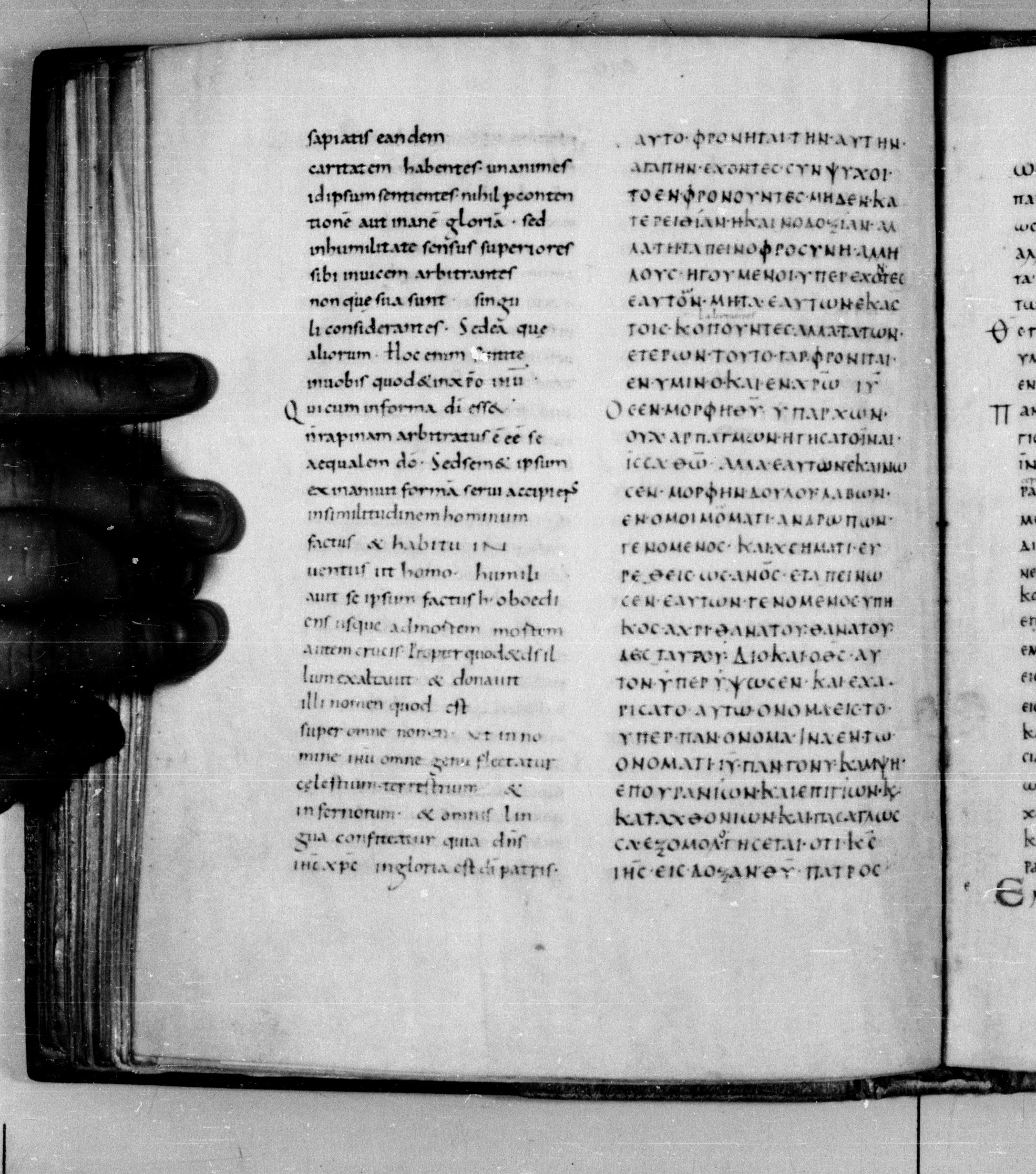 Codex Augiensis showing Philippians 2:4 from 9th Century found in Reichenau Abbey, Lake Constance, currently housed at Trinity College, Cambridge