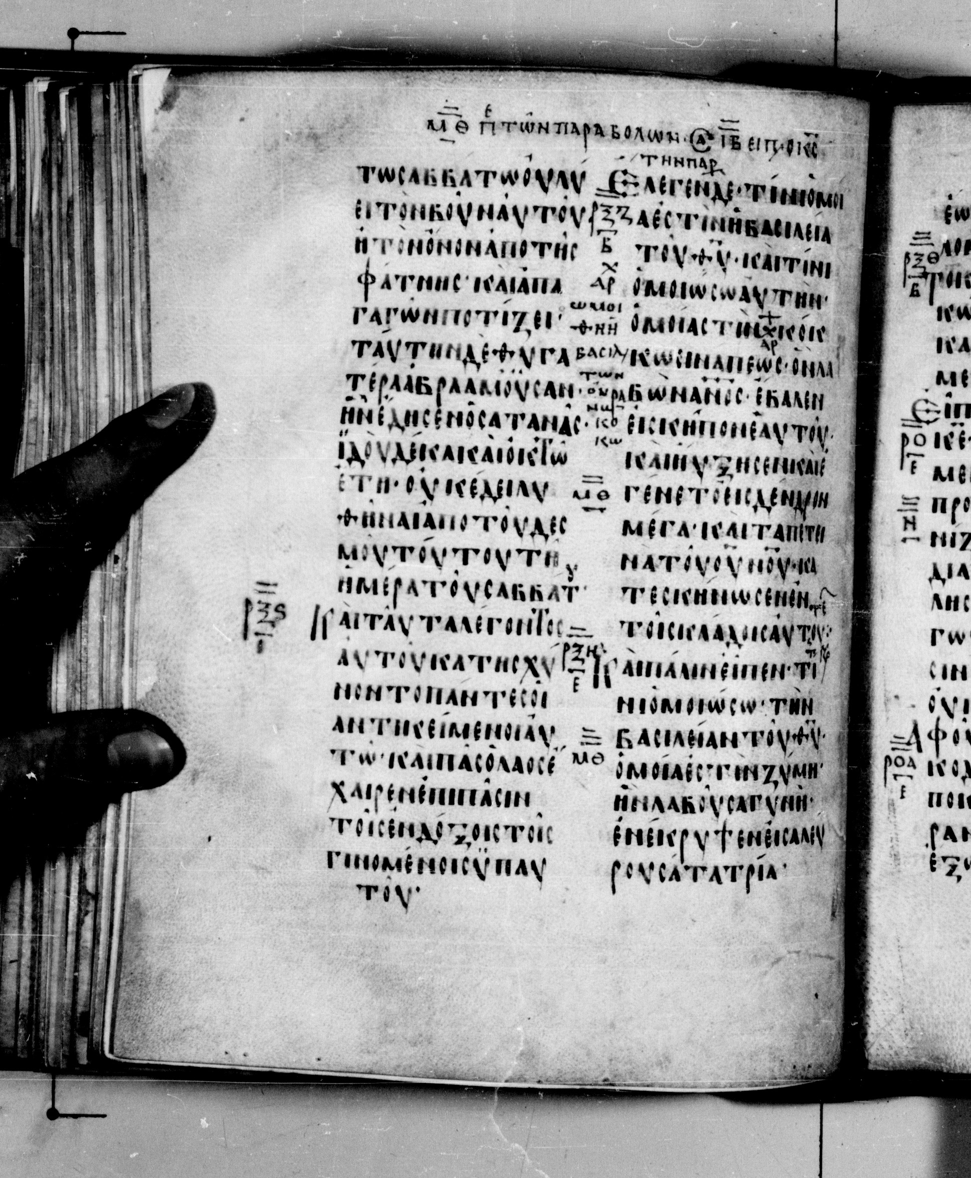 Codex Seidelianus I (Scan 1) showing Luke 13:21 from 9th or 10th Century, currently housed at British Library, London / Trinity College, Cambridge