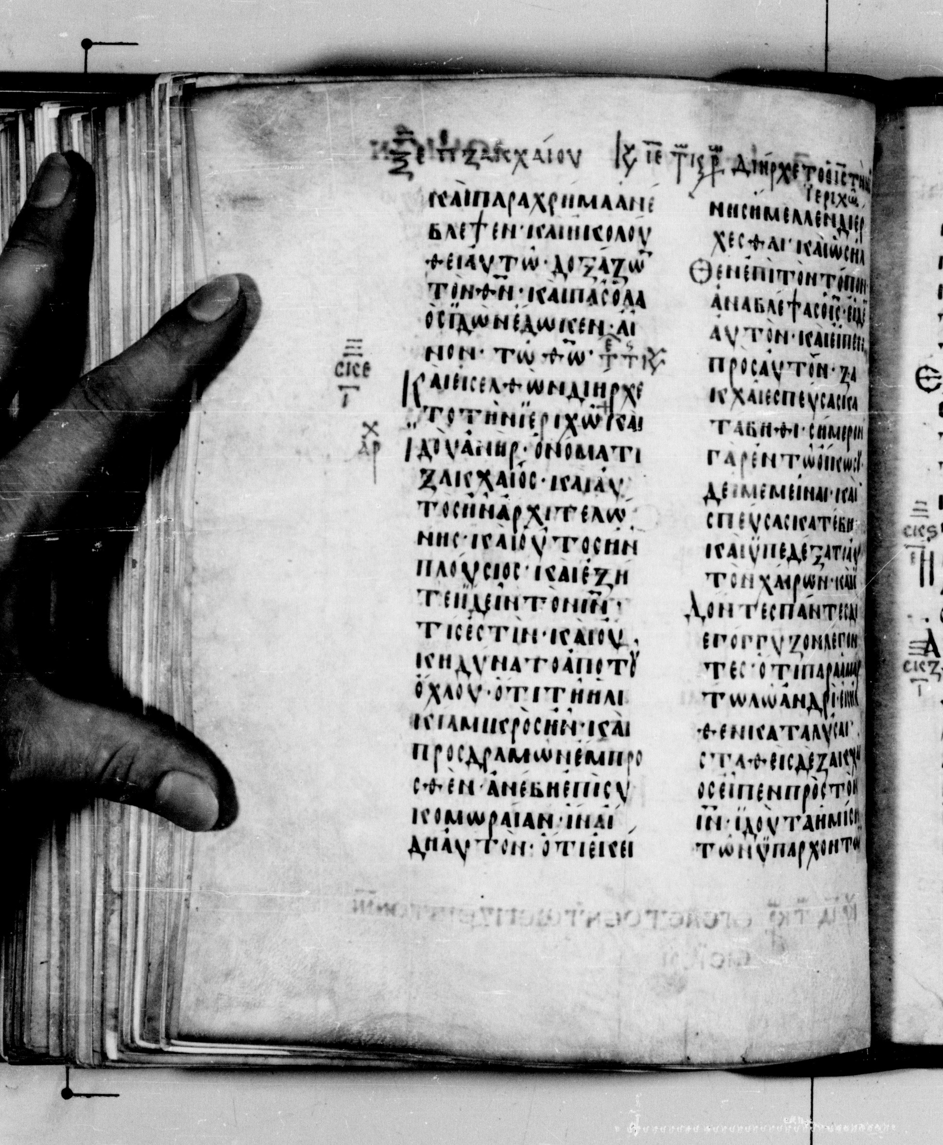 Codex Seidelianus I showing Luke 19:2 from 9th or 10th Century, currently housed at British Library, London / Trinity College, Cambridge
