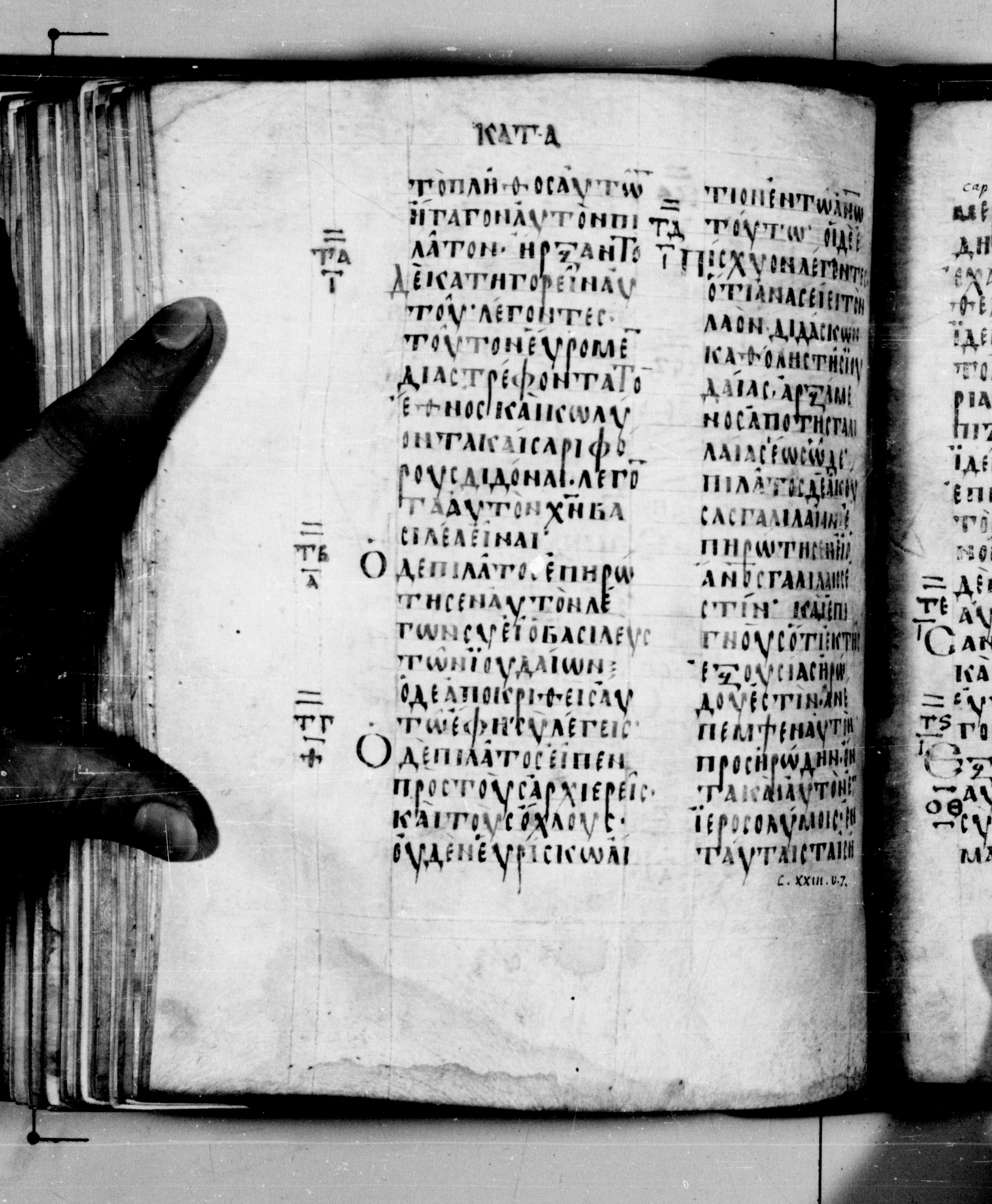 Codex Seidelianus I showing Luke 23:2 from 9th or 10th Century, currently housed at British Library, London / Trinity College, Cambridge