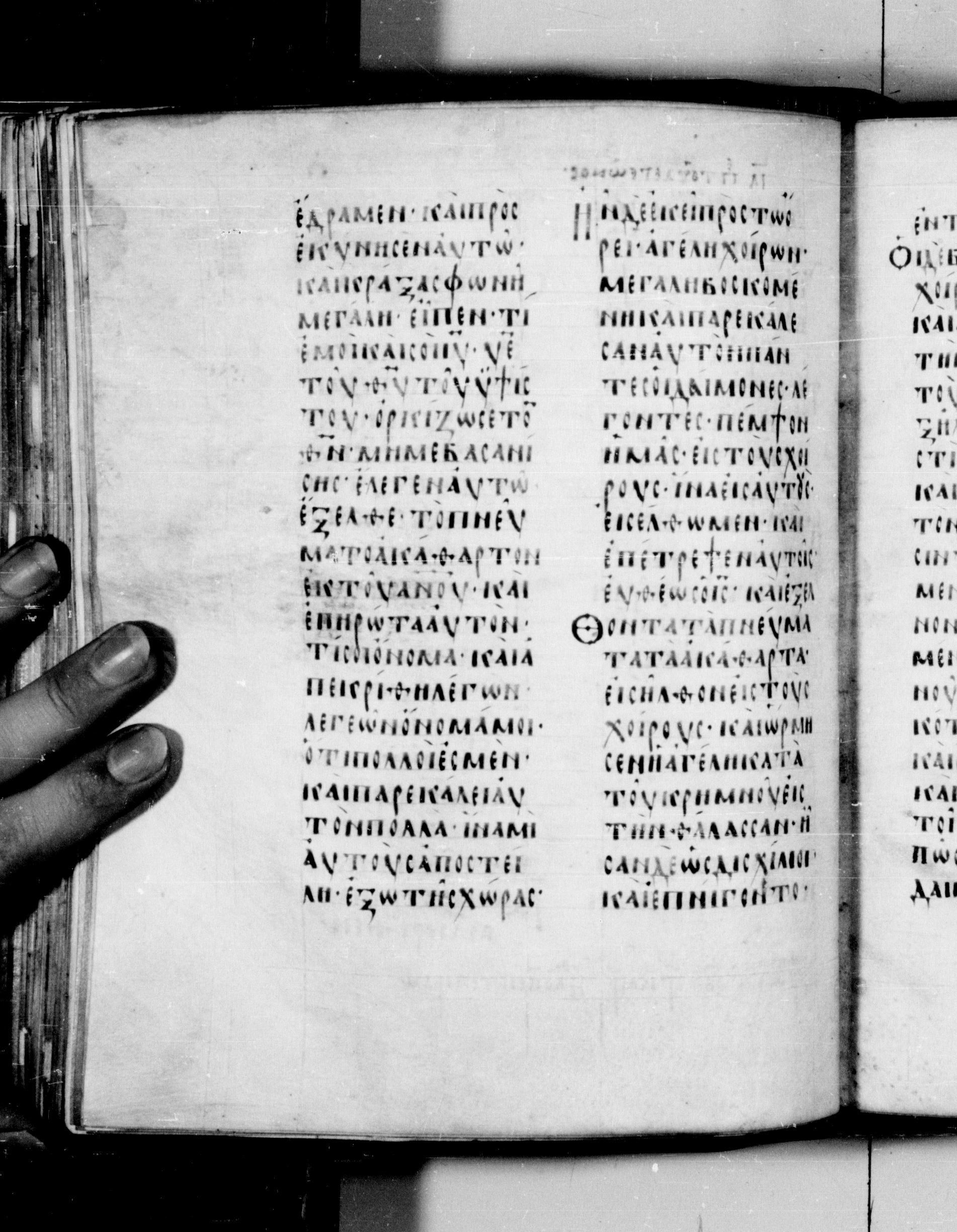 Codex Seidelianus I (Scan 1) showing Mark 5:13 from 9th or 10th Century, currently housed at British Library, London / Trinity College, Cambridge