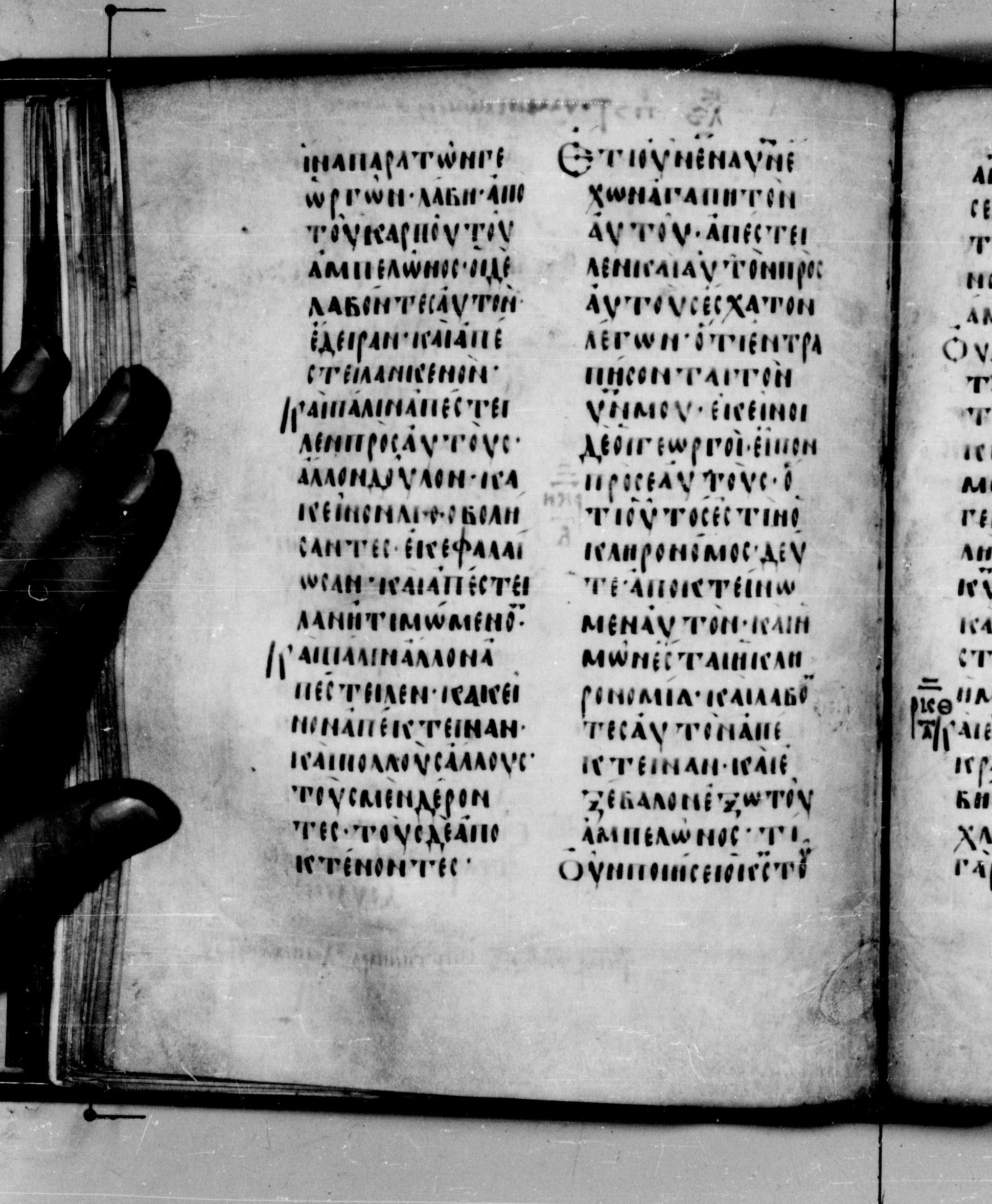 Codex Seidelianus I (Scan 2) showing Mark 12:2 from 9th or 10th Century, currently housed at British Library, London / Trinity College, Cambridge
