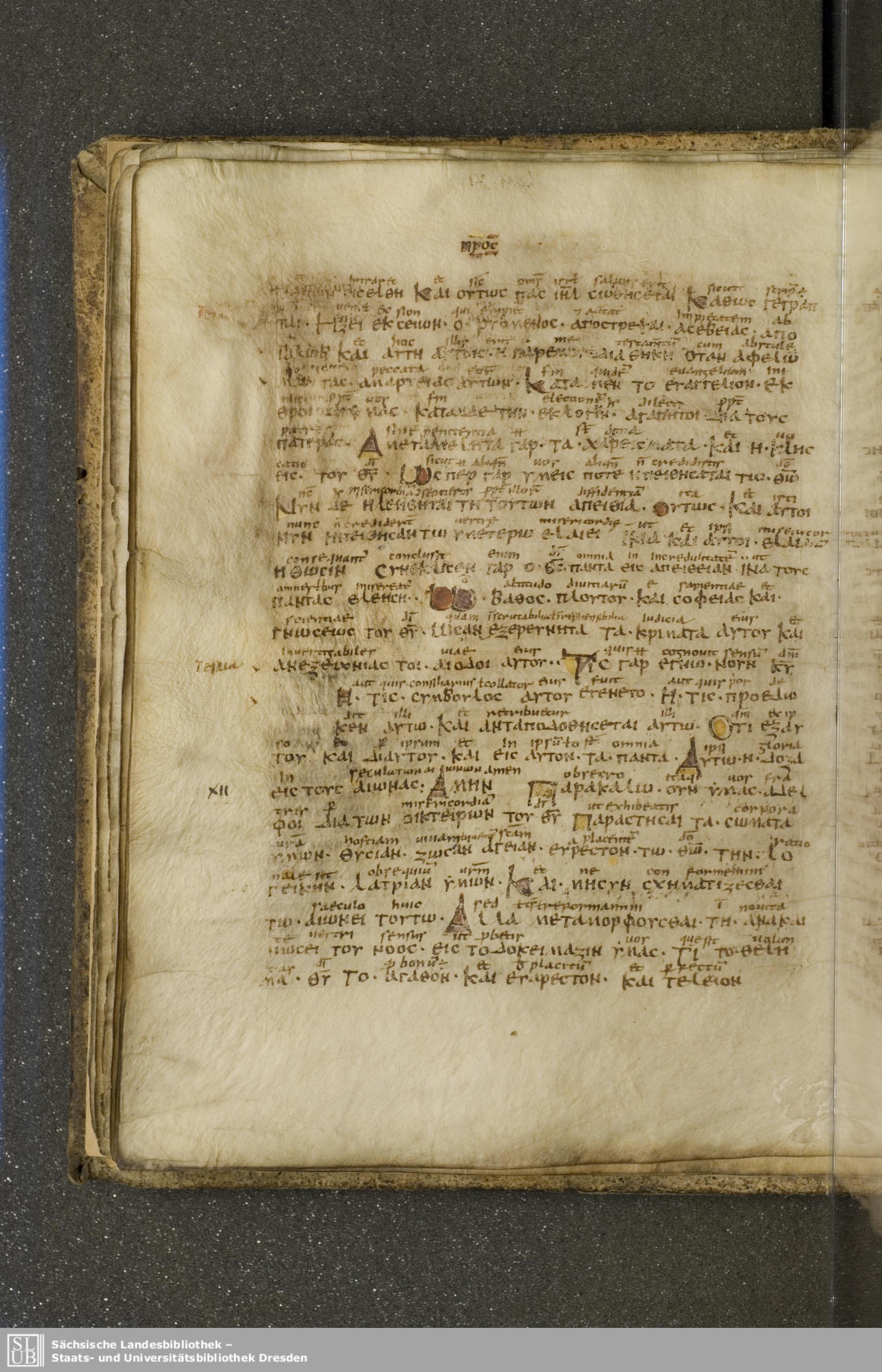 Codex Boernerianus (Scan 1) showing Romans 12:2 from 9th Century found in Abbey of St. Gall, Switzerland, currently housed at Saxon State Library, Dresden, Germany