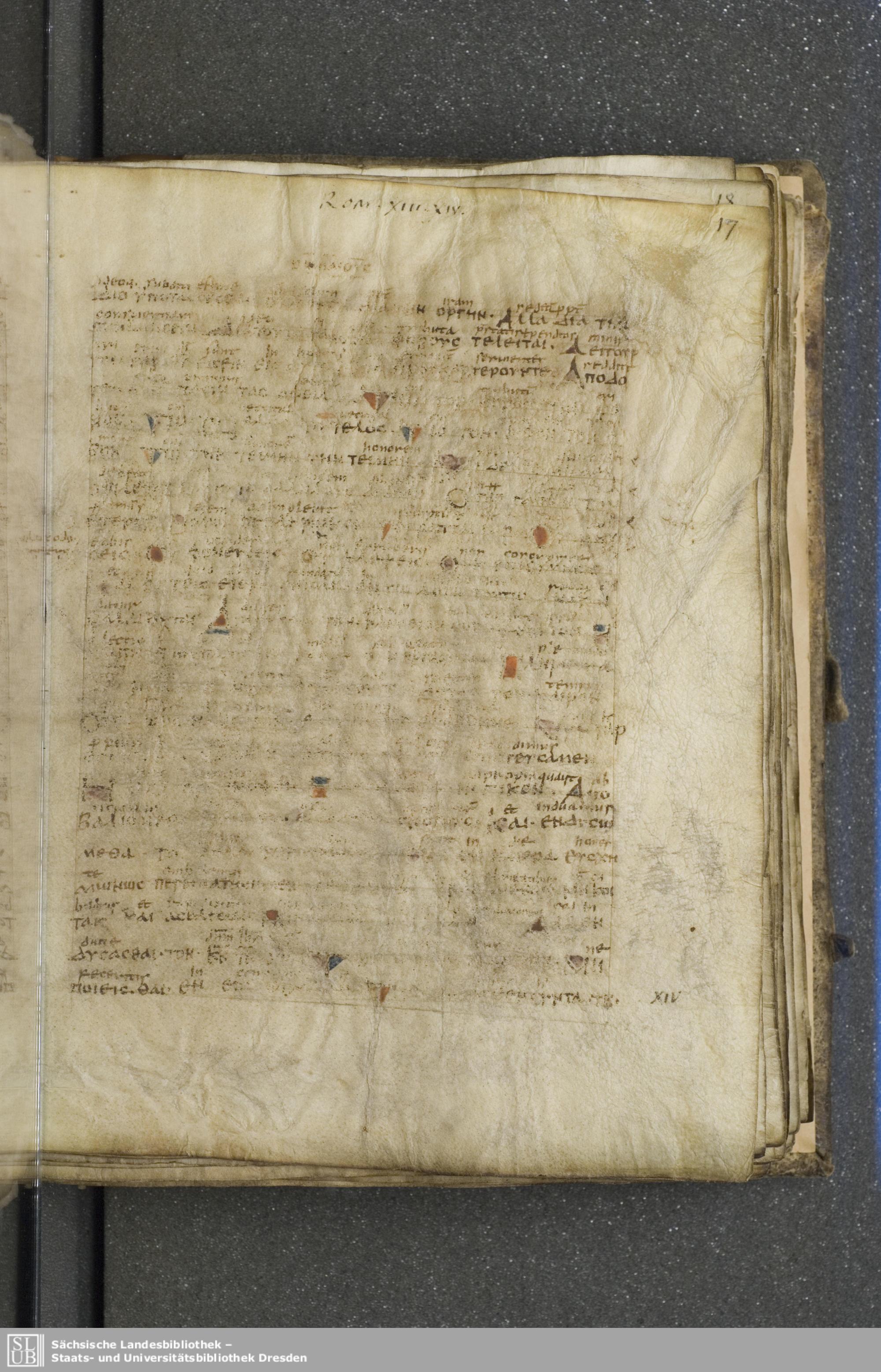 Codex Boernerianus (Scan 2) showing Romans 13:4 from 9th Century found in Abbey of St. Gall, Switzerland, currently housed at Saxon State Library, Dresden, Germany