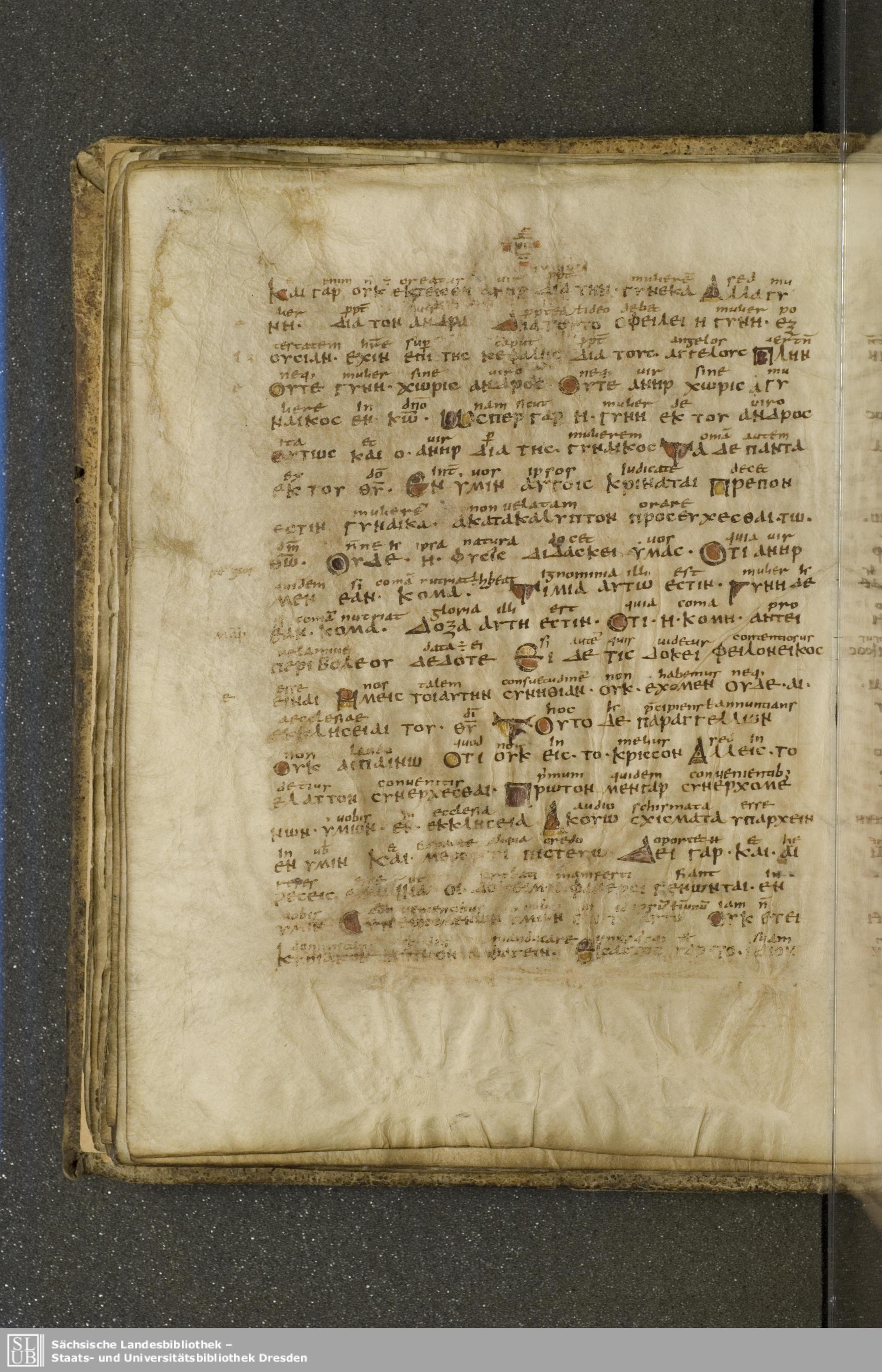 Codex Boernerianus (Scan 1) showing 1 Corinthians 11:21 from 9th Century found in Abbey of St. Gall, Switzerland, currently housed at Saxon State Library, Dresden, Germany