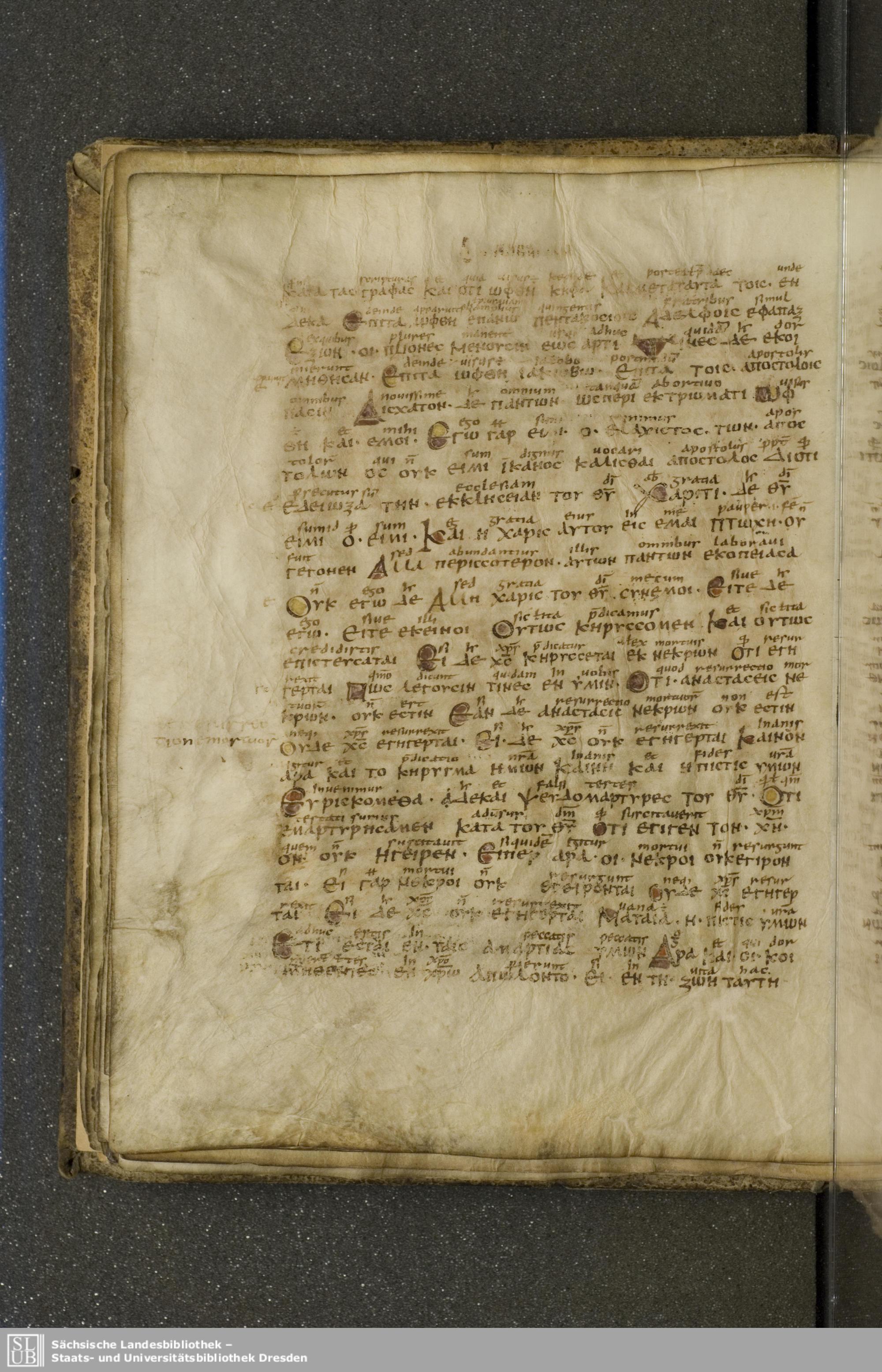 Codex Boernerianus showing 1 Corinthians 15:13 from 9th Century found in Abbey of St. Gall, Switzerland, currently housed at Saxon State Library, Dresden, Germany
