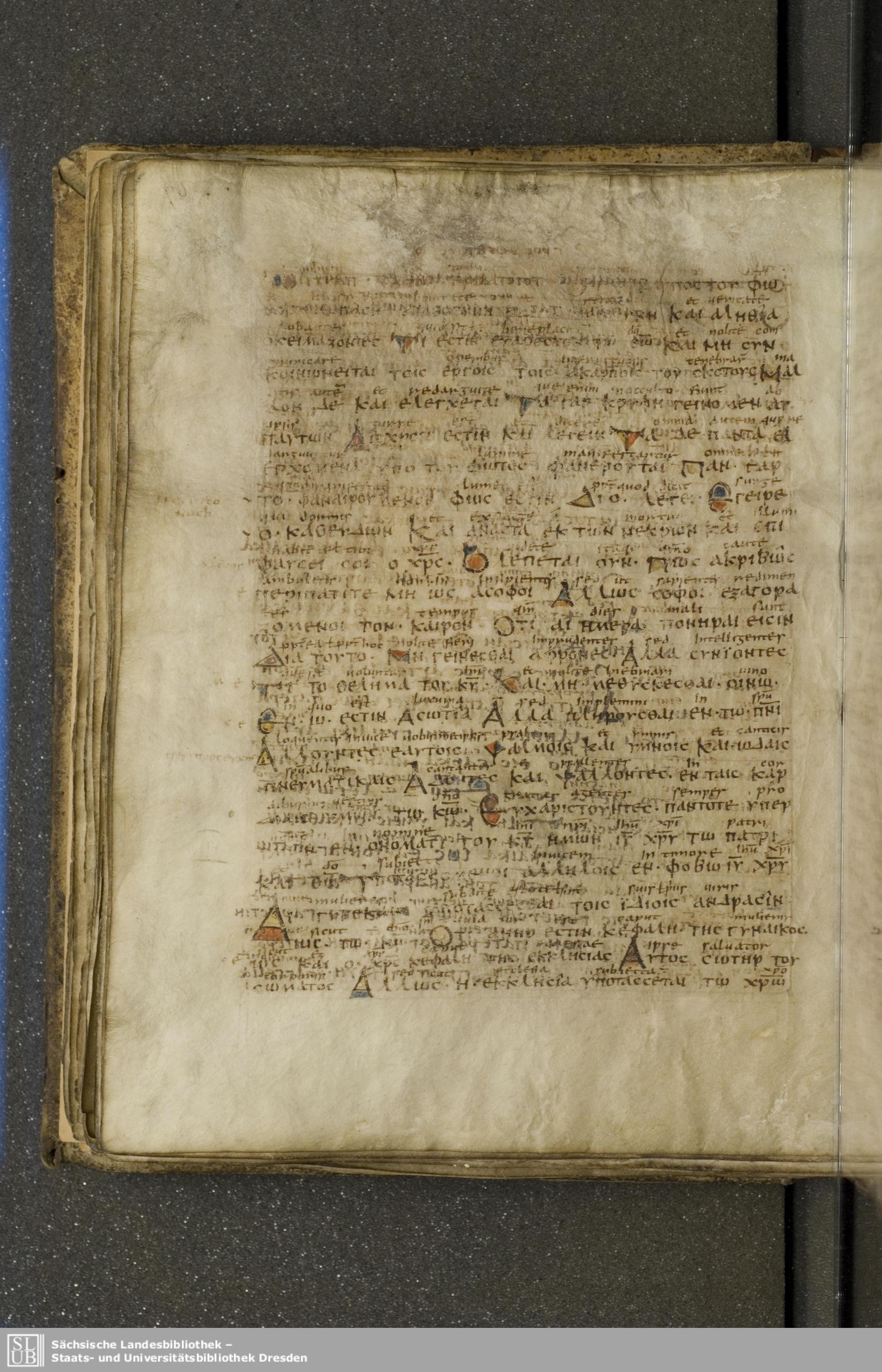 Codex Boernerianus showing Ephesians 5:21 from 9th Century found in Abbey of St. Gall, Switzerland, currently housed at Saxon State Library, Dresden, Germany