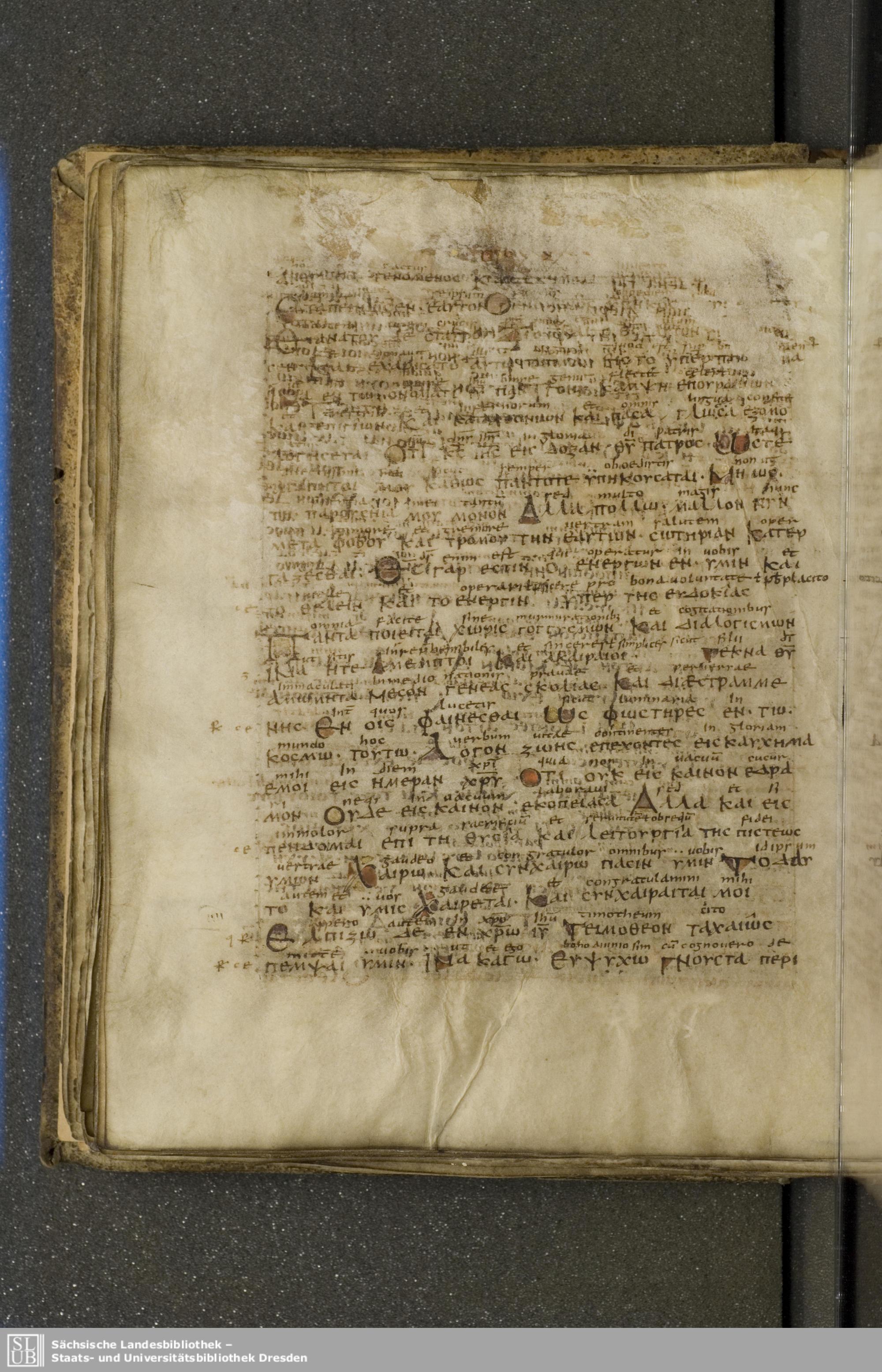 Codex Boernerianus (Scan 2) showing Philippians 2:7 from 9th Century found in Abbey of St. Gall, Switzerland, currently housed at Saxon State Library, Dresden, Germany