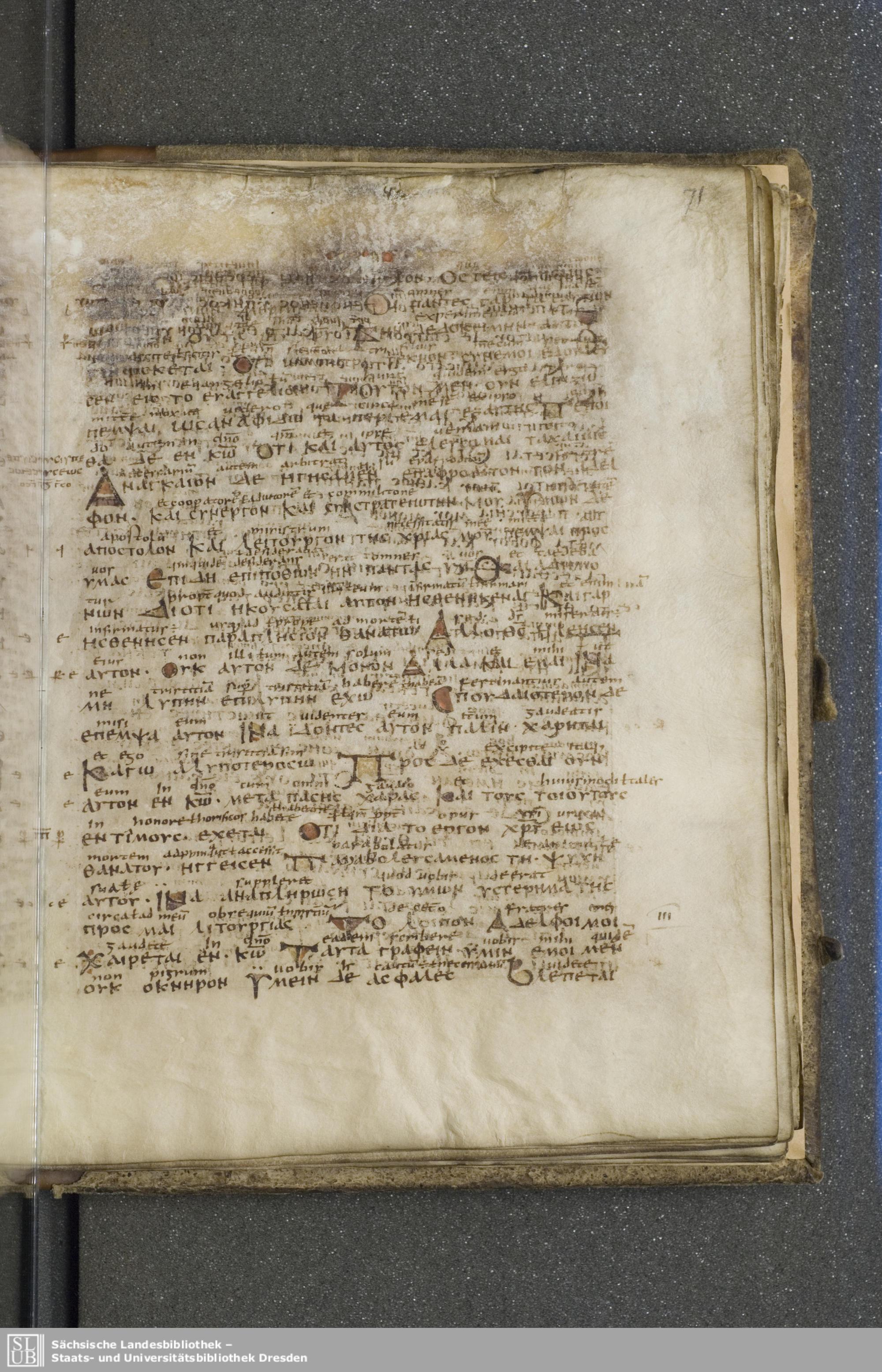 Codex Boernerianus showing Philippians 2:21 from 9th Century found in Abbey of St. Gall, Switzerland, currently housed at Saxon State Library, Dresden, Germany