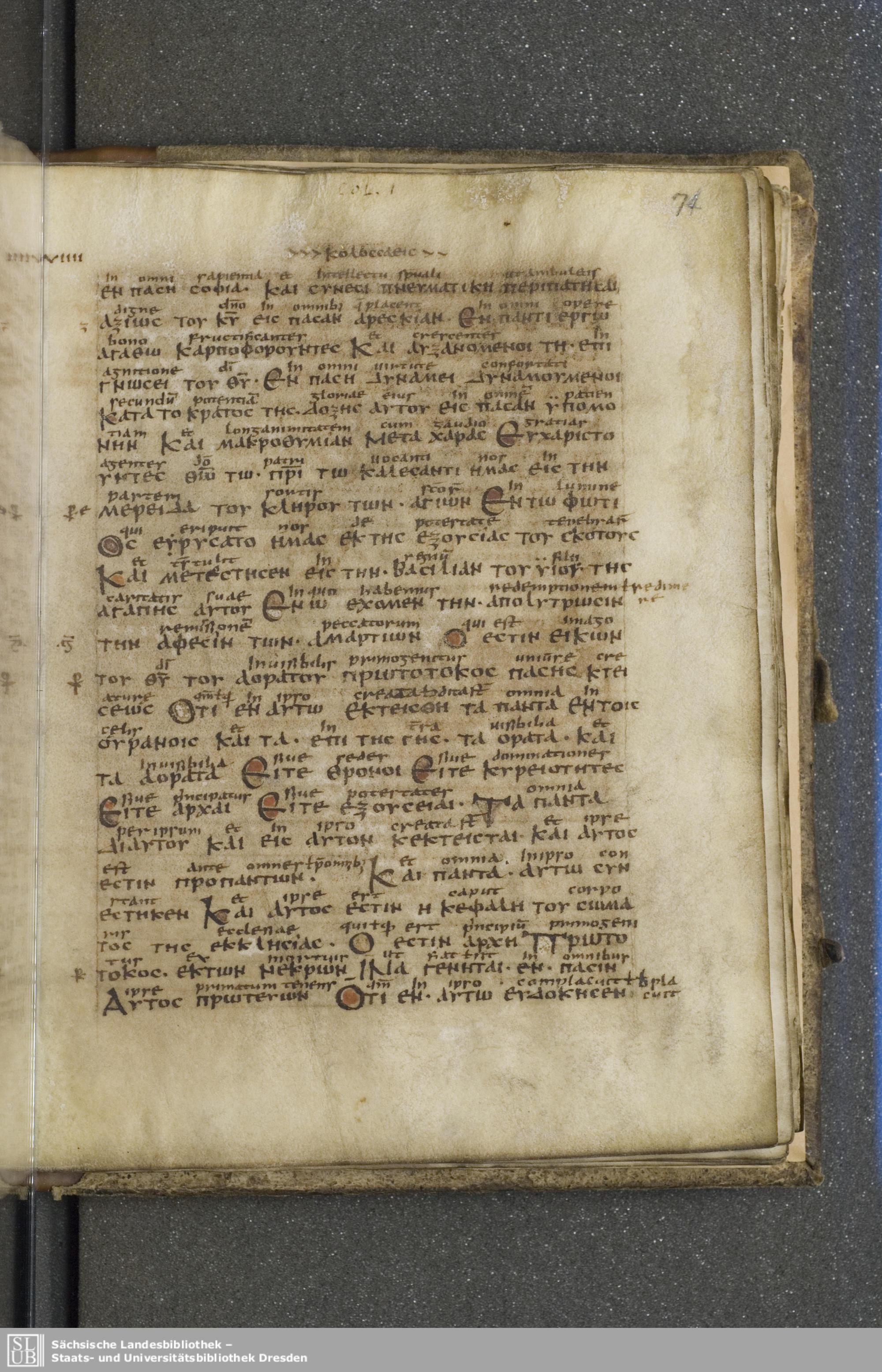 Codex Boernerianus (Scan 2) showing Colossians 1:9 from 9th Century found in Abbey of St. Gall, Switzerland, currently housed at Saxon State Library, Dresden, Germany