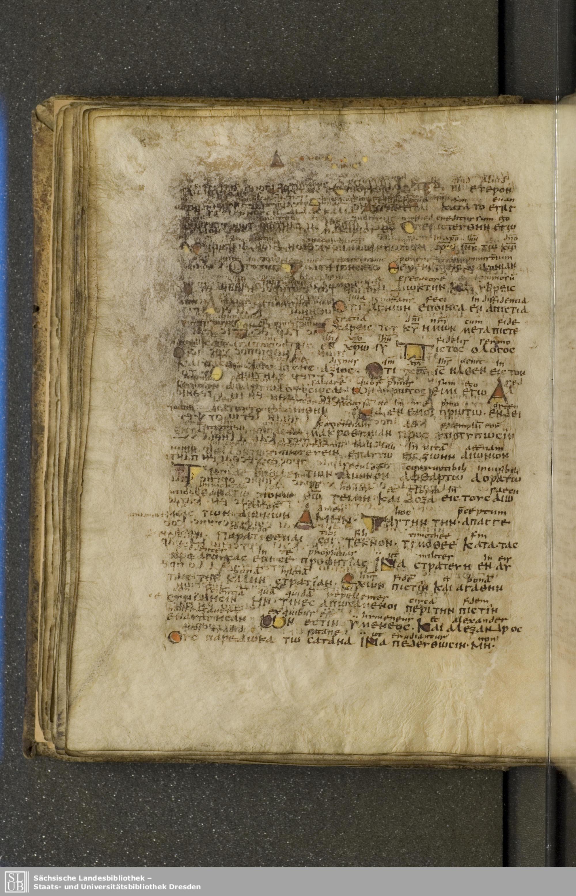 Codex Boernerianus showing 1 Timothy 1:16 from 9th Century found in Abbey of St. Gall, Switzerland, currently housed at Saxon State Library, Dresden, Germany