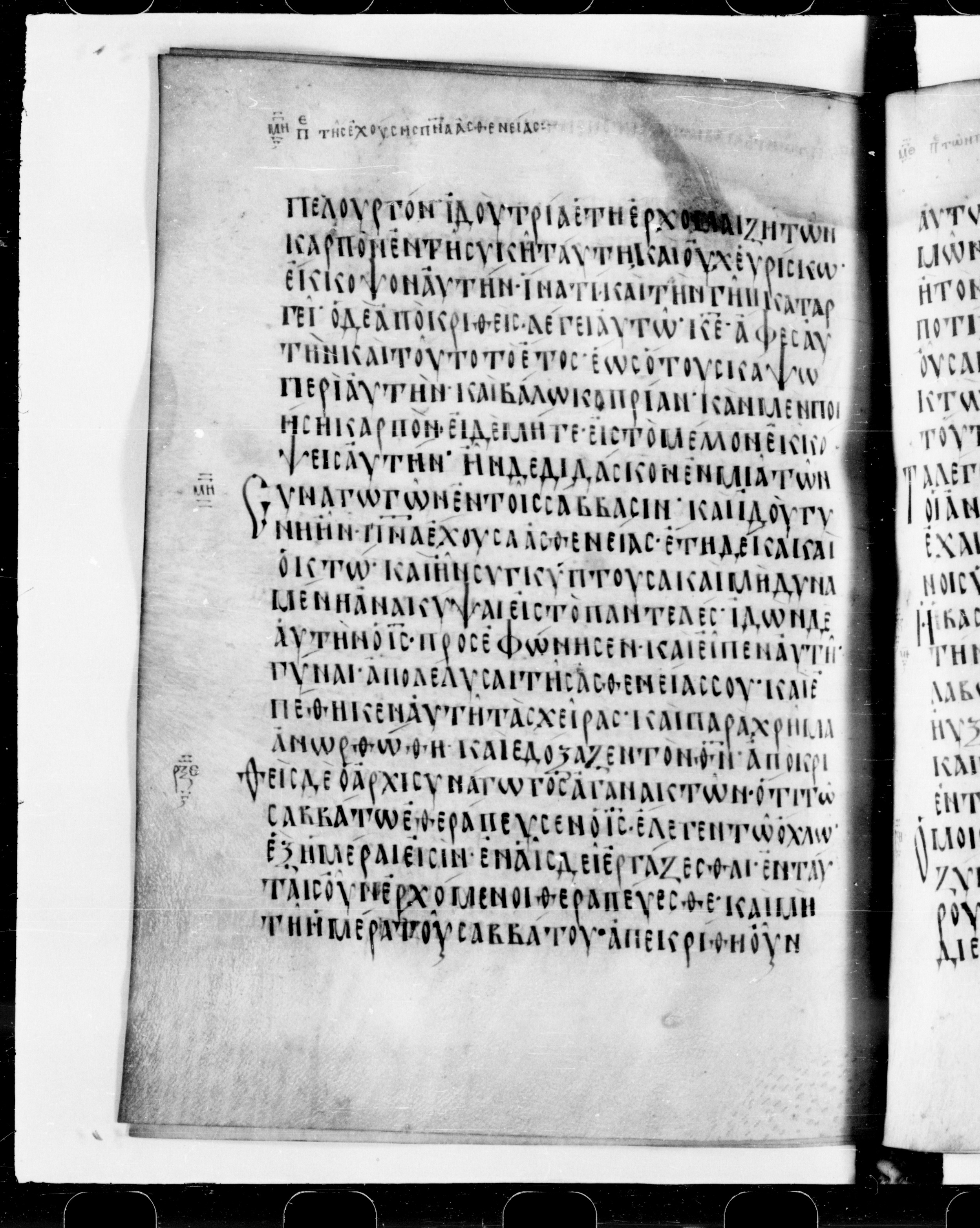 Codex Cyprius showing Luke 13:8 from 9th Century found in Cyprus, currently housed at Bibliothèque nationale de France, Paris