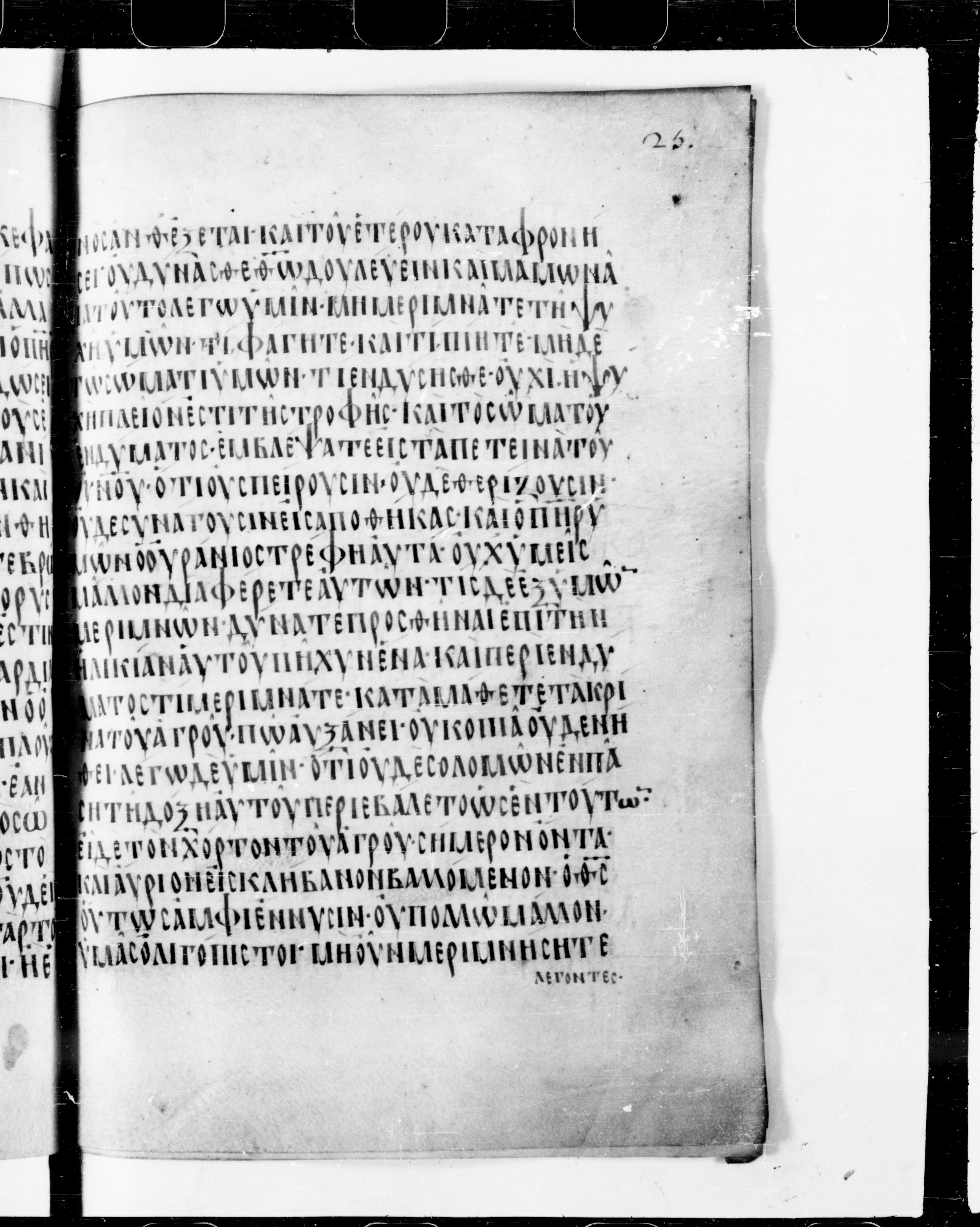 Codex Cyprius showing Matthew 6:30 from 9th Century found in Cyprus, currently housed at Bibliothèque nationale de France, Paris
