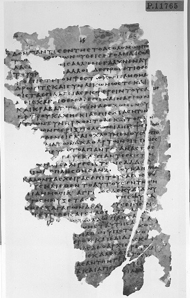 Uncial 0189 showing Acts 5:21 from Late 2nd / Early 3rd Century, currently housed at Berlin State Museums