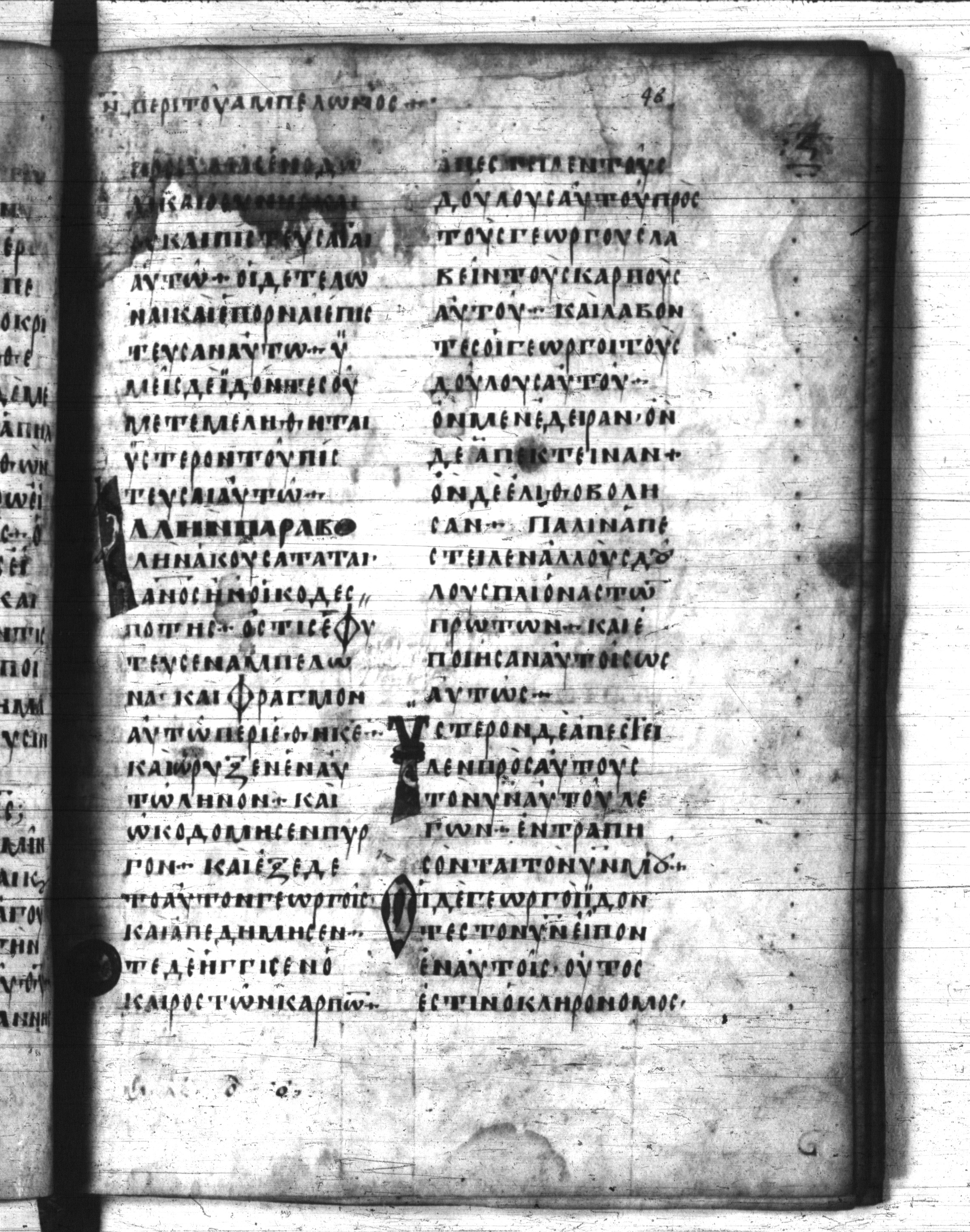 Codex Regius (Scan 1) showing Matthew 21:32 from 8th Century, currently housed at National Library of France, Paris