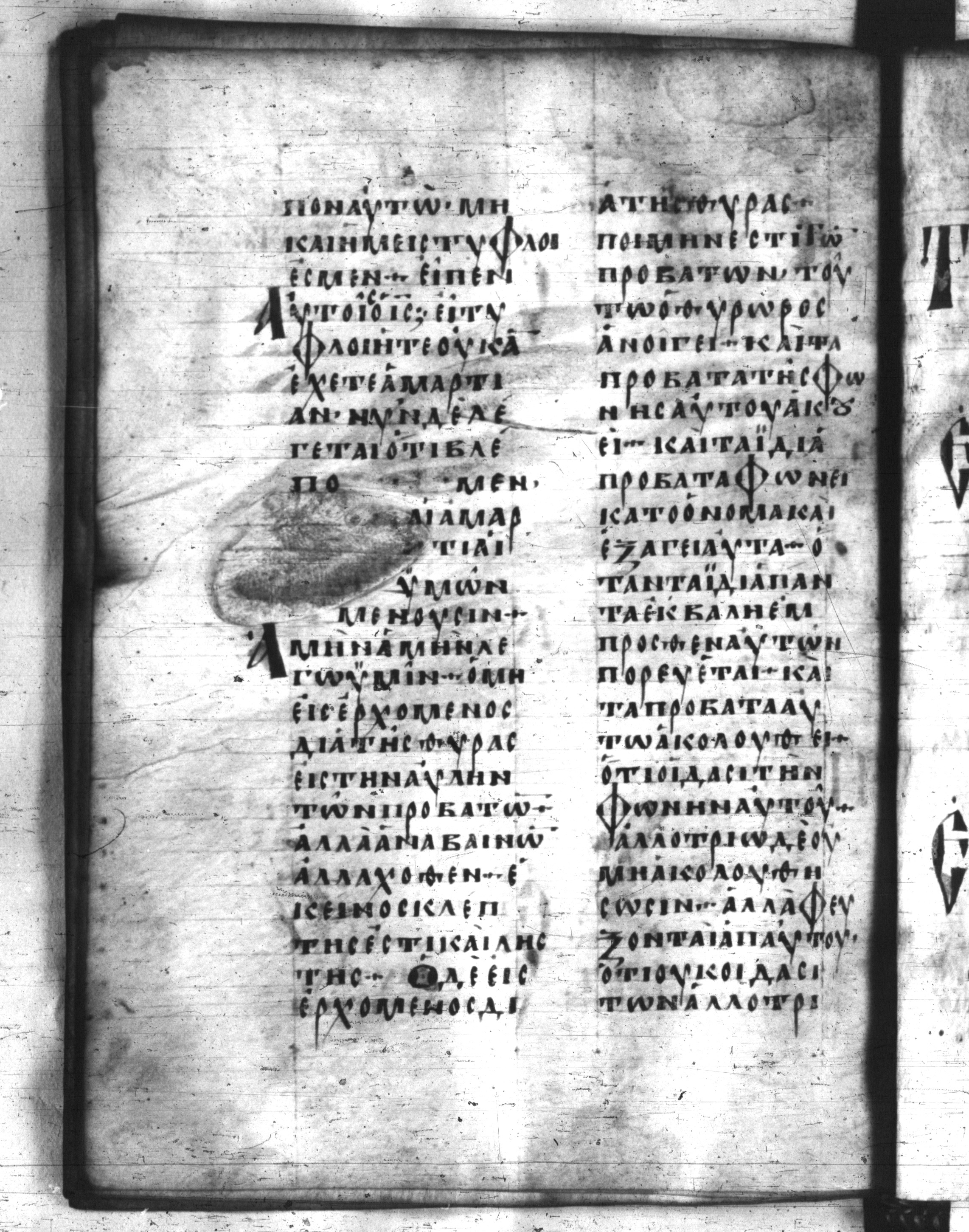 Codex Regius (Scan 2) showing John 9:40 from 8th Century, currently housed at National Library of France, Paris
