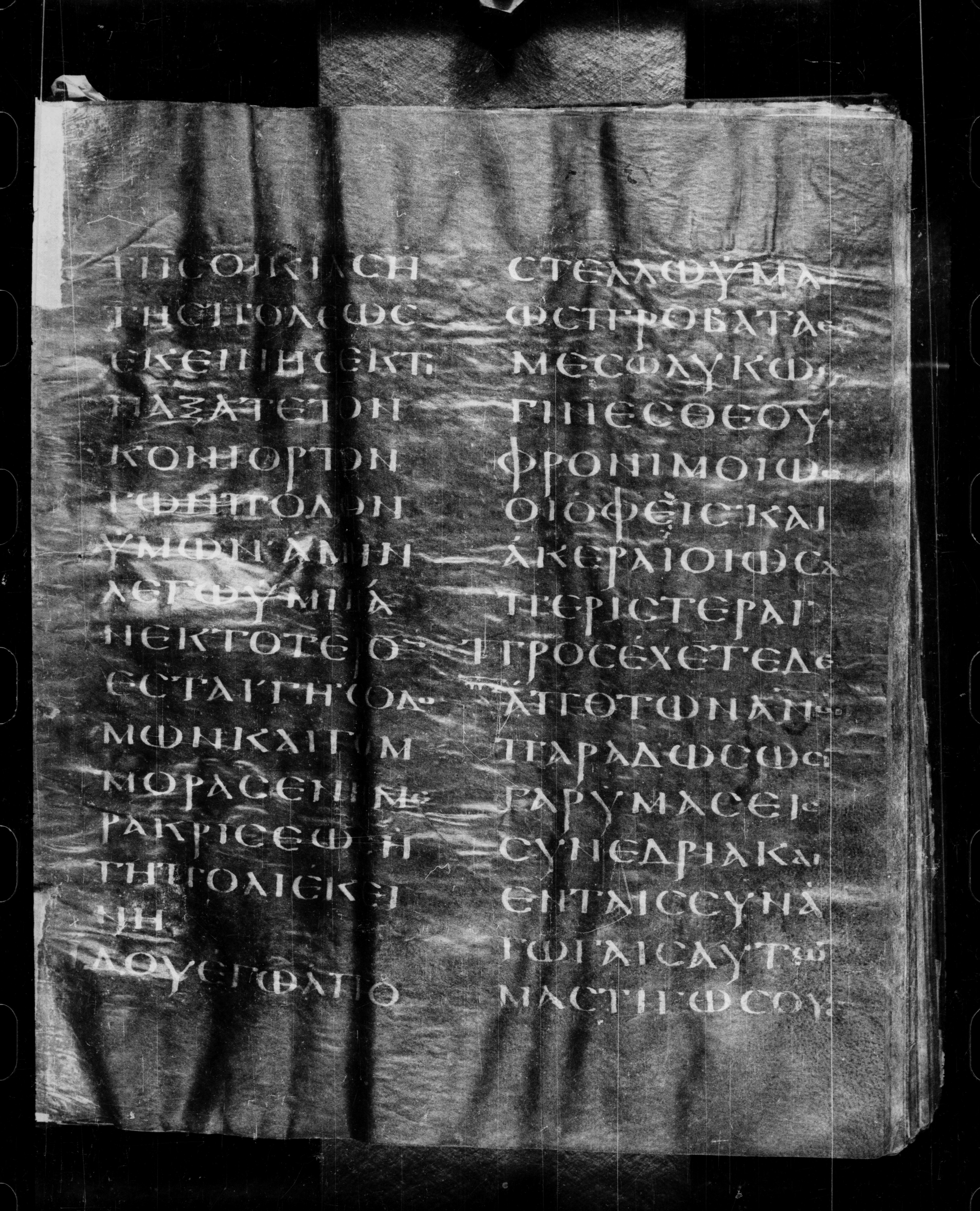 Codex Petropolitanus Purpureus (Scan 1) showing Matthew 10:17 from 6th Century found in Sarmisahly (or Sarumsahly), currently housed at National Library of Russia, Saint Petersburg (majority)