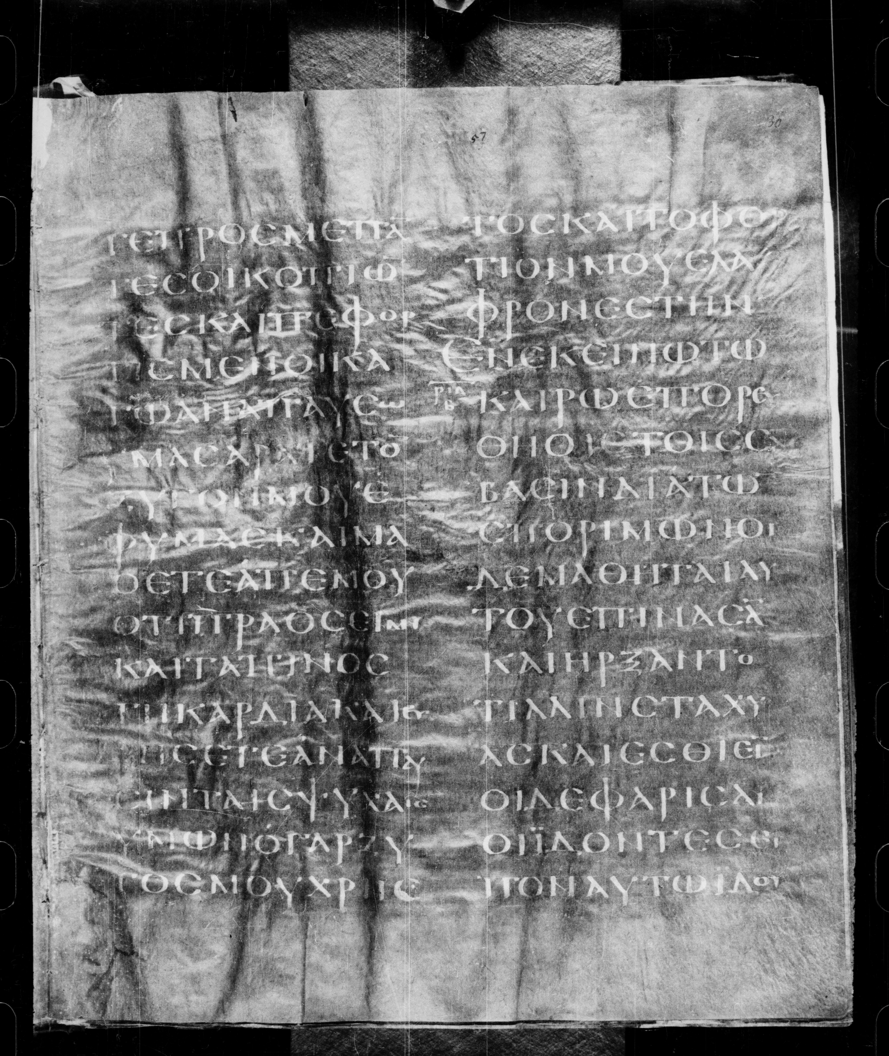 Codex Petropolitanus Purpureus (Scan 1) showing Matthew 12:2 from 6th Century found in Sarmisahly (or Sarumsahly), currently housed at National Library of Russia, Saint Petersburg (majority)