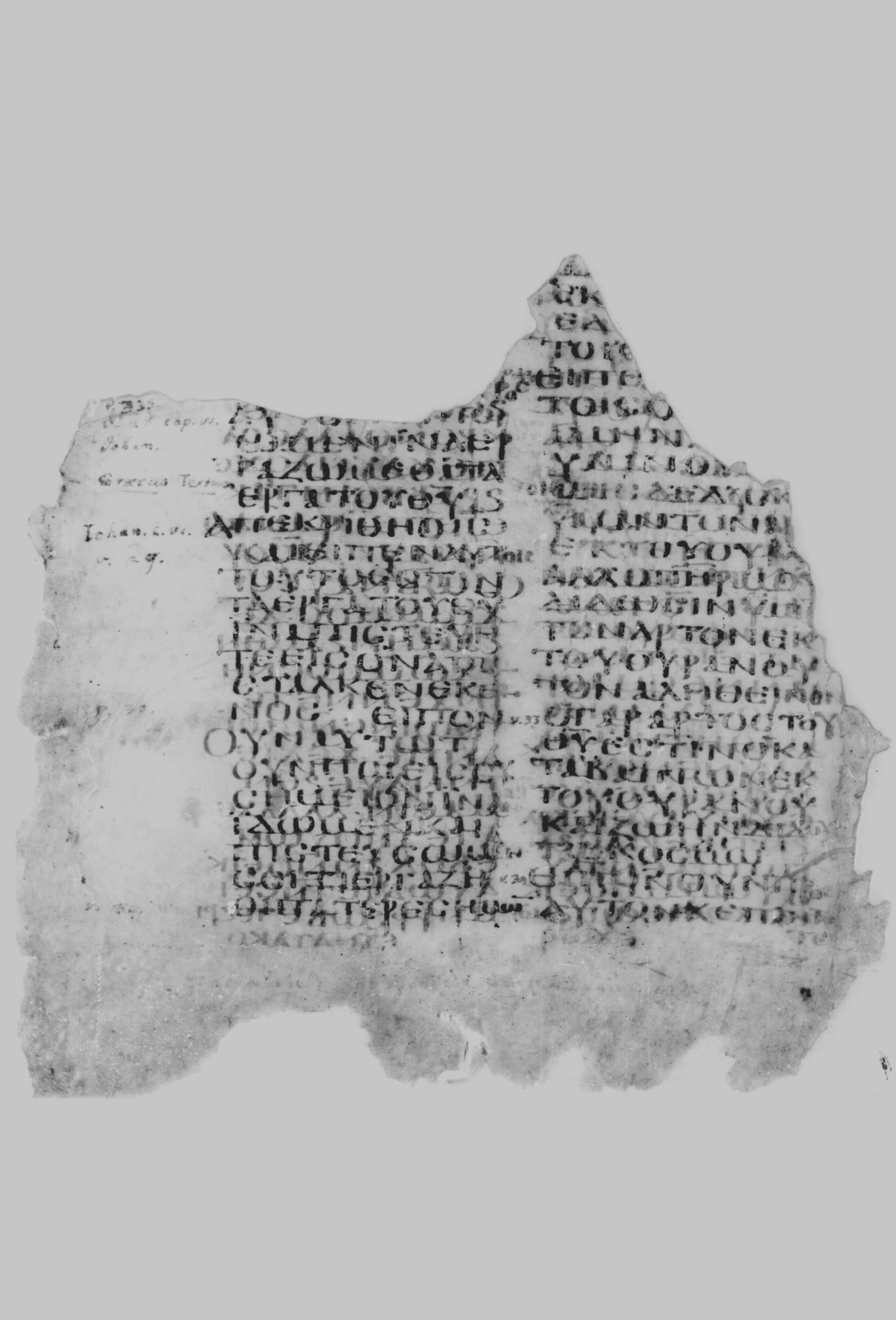 Codex Borgianus (Scan 2) showing John 6:34 from 5th Century found in White Monastery, Egypt, currently housed at Vatican Library, Rome / Pierpont Morgan Library, New York / Bibliothèque nationale de France, Paris