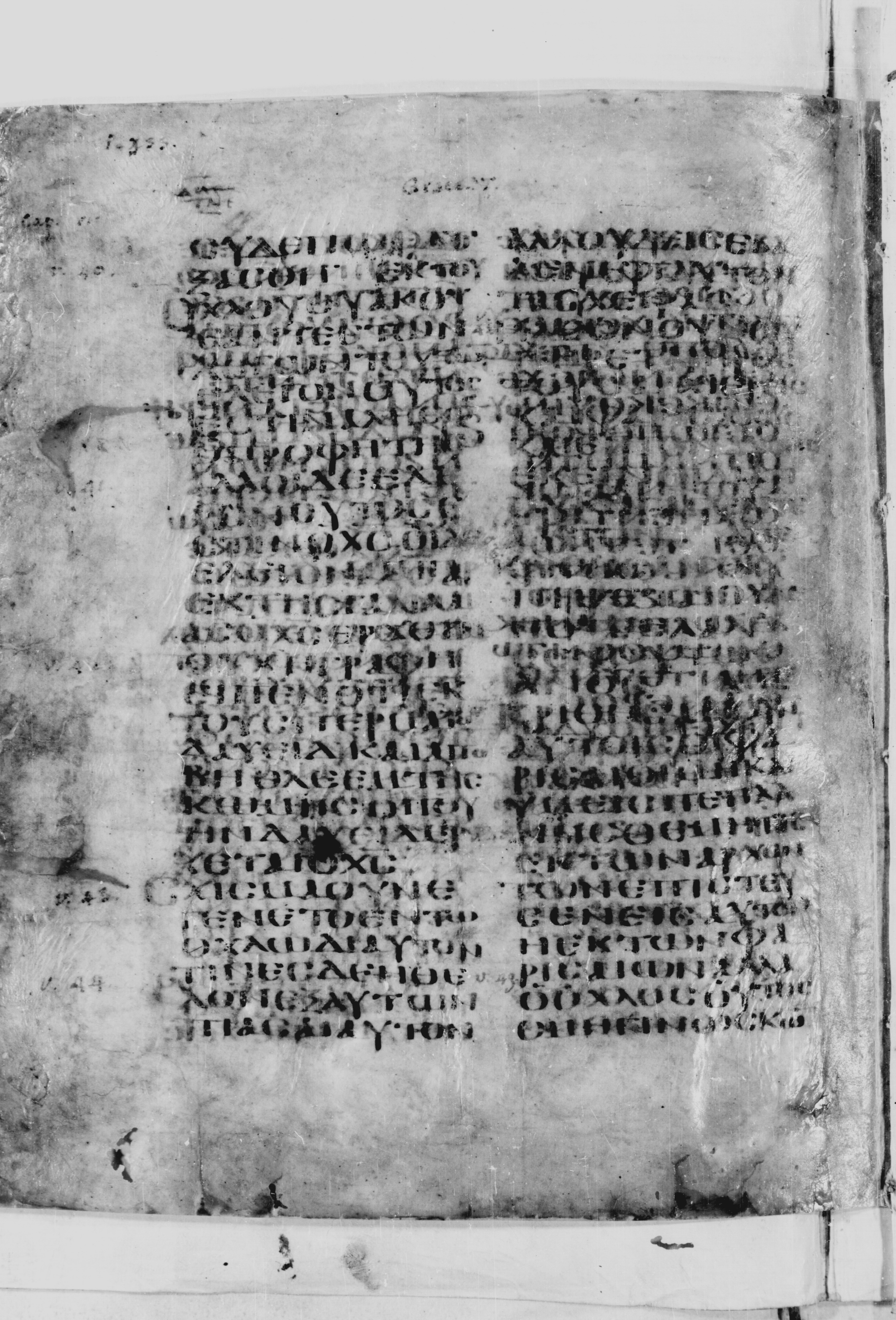 Codex Borgianus (Scan 1) showing John 7:40 from 5th Century found in White Monastery, Egypt, currently housed at Vatican Library, Rome / Pierpont Morgan Library, New York / Bibliothèque nationale de France, Paris
