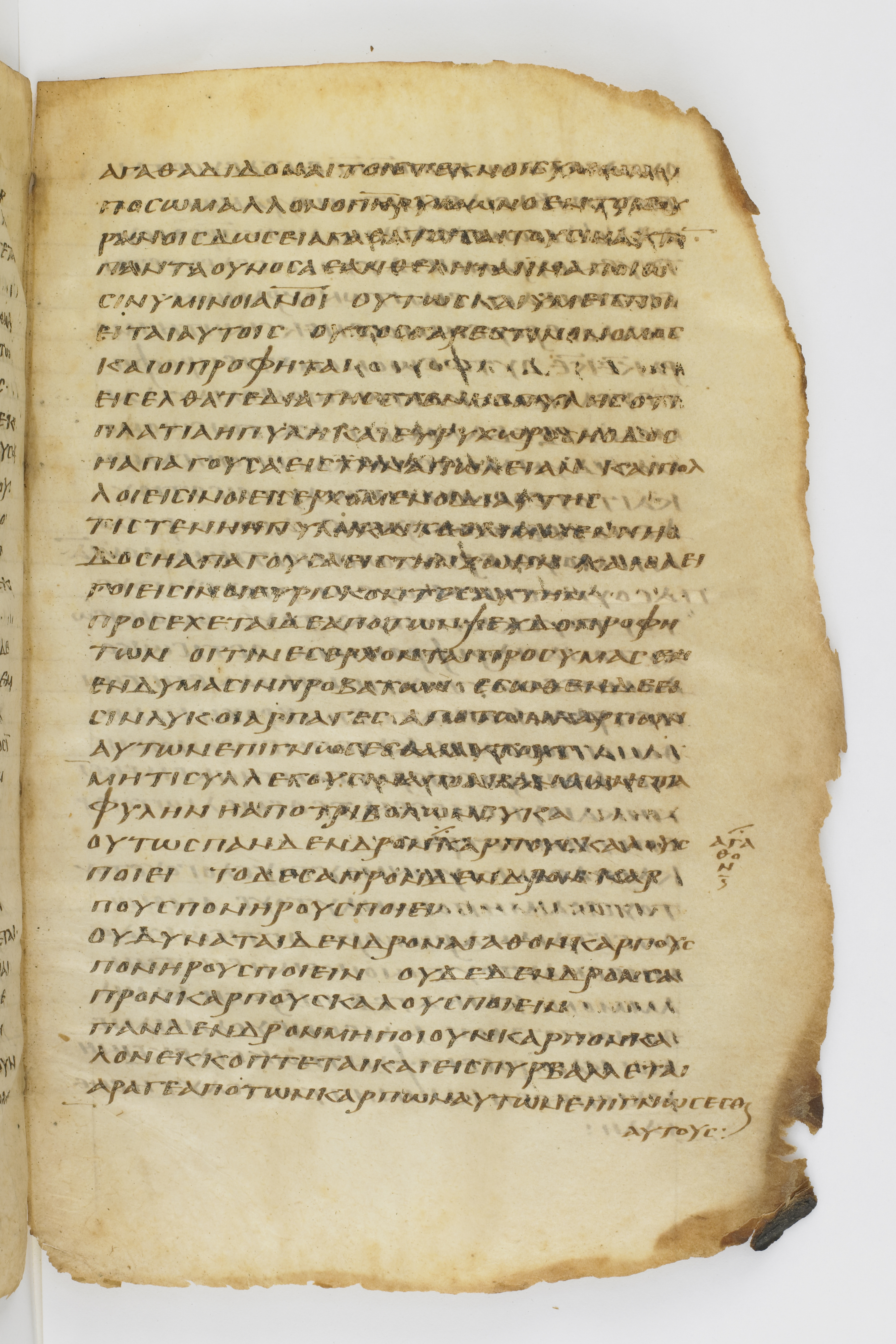 Codex Washingtonianus showing Matthew 7:13 from Late 4th to 5th Century found in Egypt (possibly near the Pyramids), currently housed at Freer Gallery of Art, Smithsonian Institution, Washington, D.C.