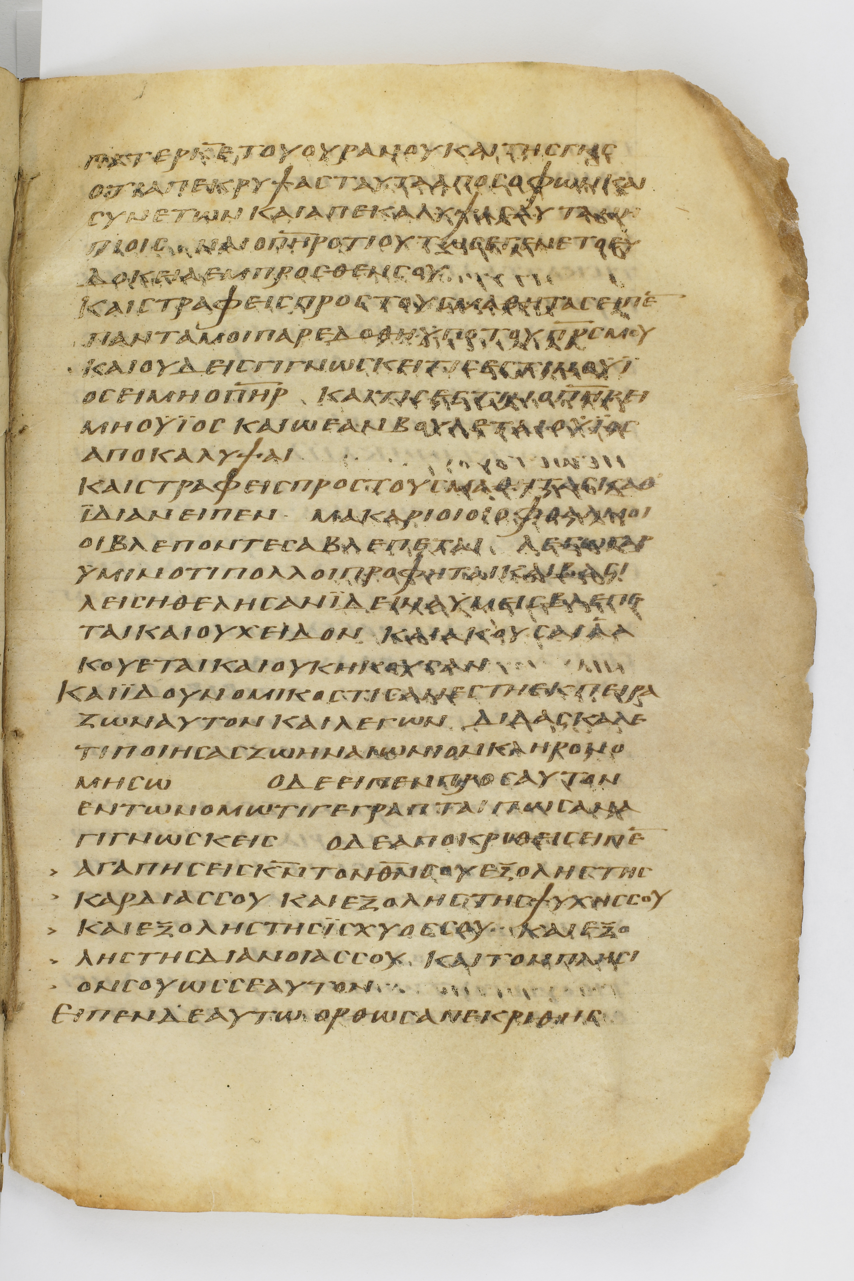 Codex Washingtonianus (Scan 2) showing Luke 10:21 from Late 4th to 5th Century found in Egypt (possibly near the Pyramids), currently housed at Freer Gallery of Art, Smithsonian Institution, Washington, D.C.