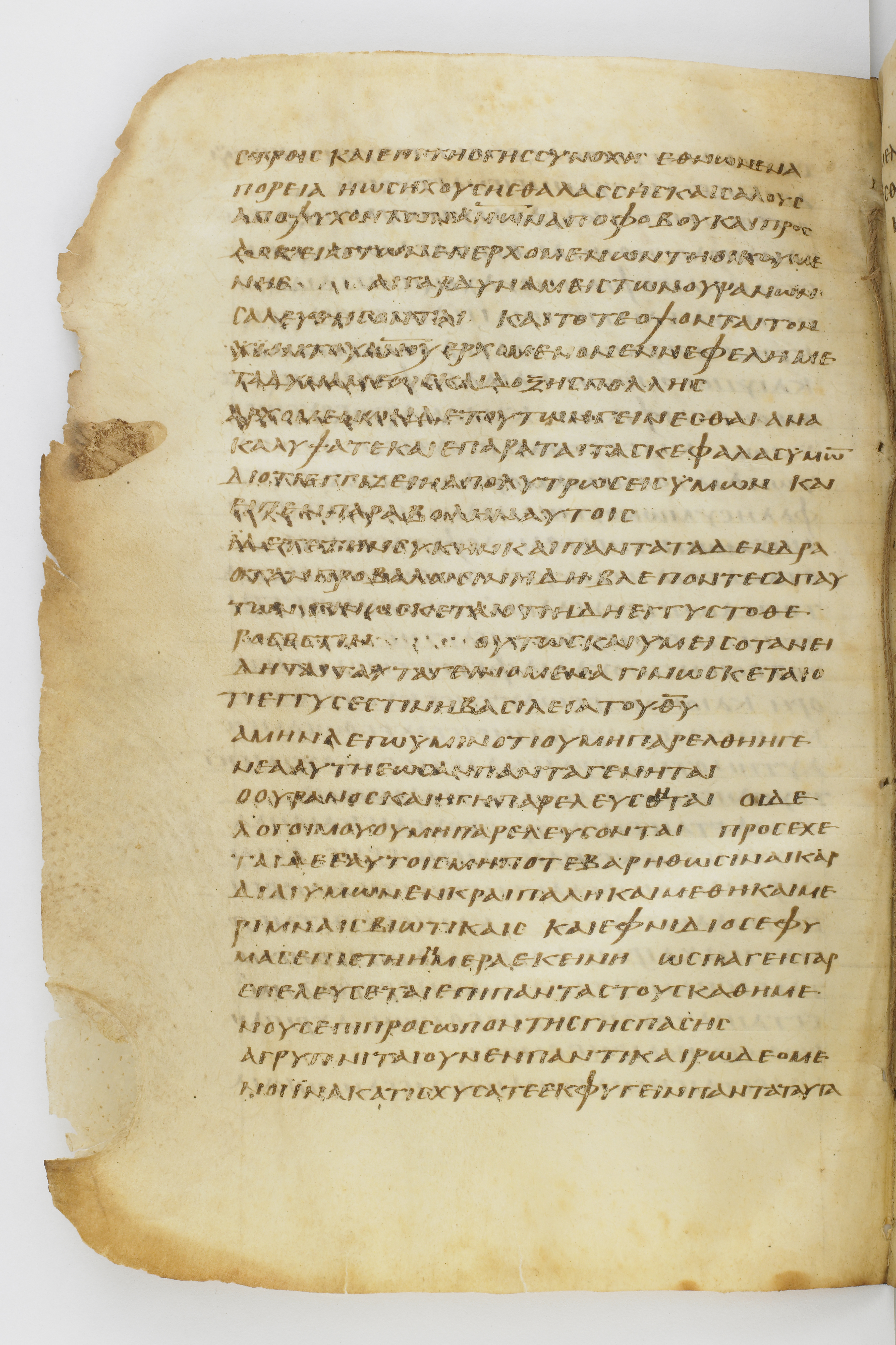 Codex Washingtonianus showing Luke 21:32 from Late 4th to 5th Century found in Egypt (possibly near the Pyramids), currently housed at Freer Gallery of Art, Smithsonian Institution, Washington, D.C.