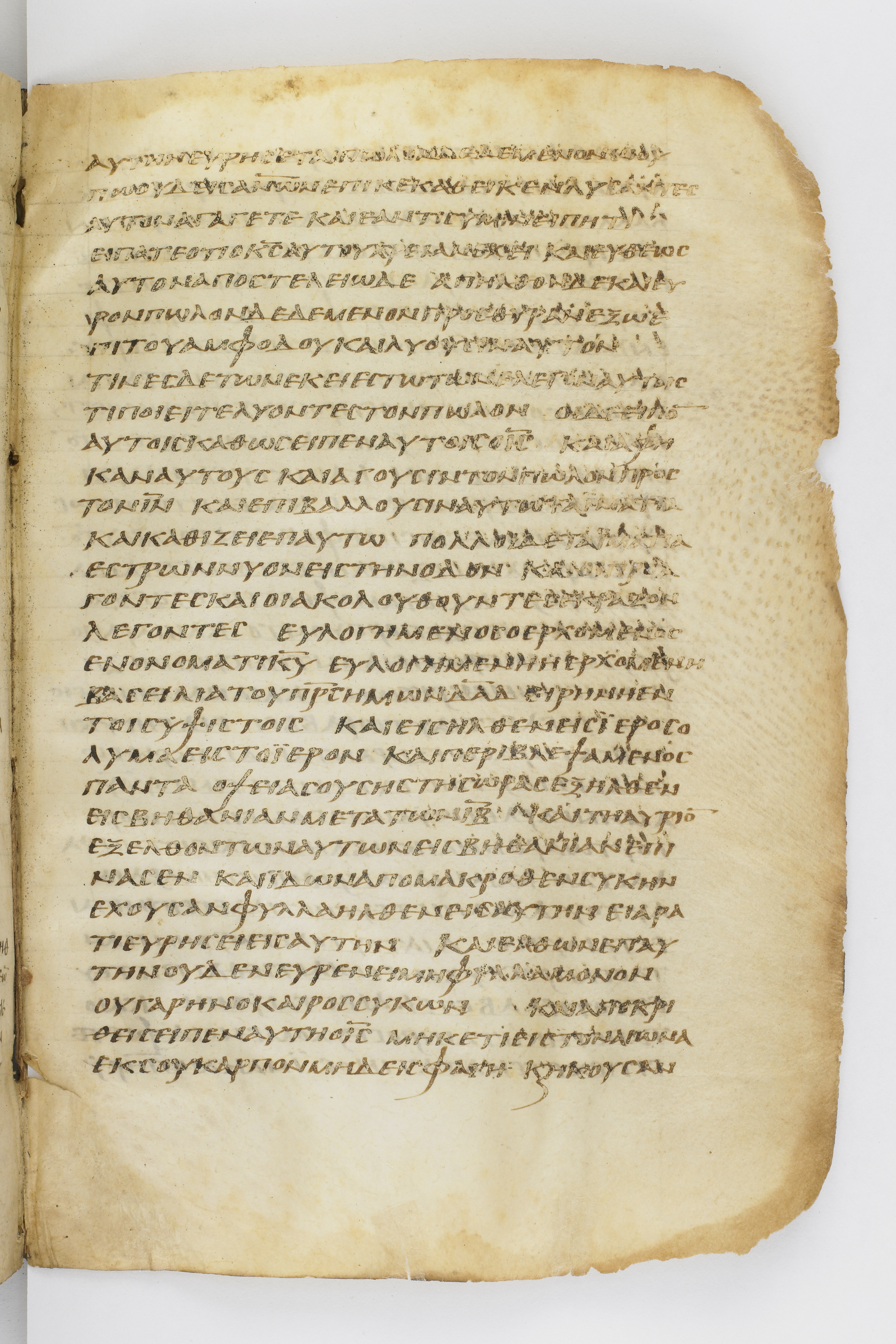 Codex Washingtonianus showing Mark 11:13 from Late 4th to 5th Century found in Egypt (possibly near the Pyramids), currently housed at Freer Gallery of Art, Smithsonian Institution, Washington, D.C.