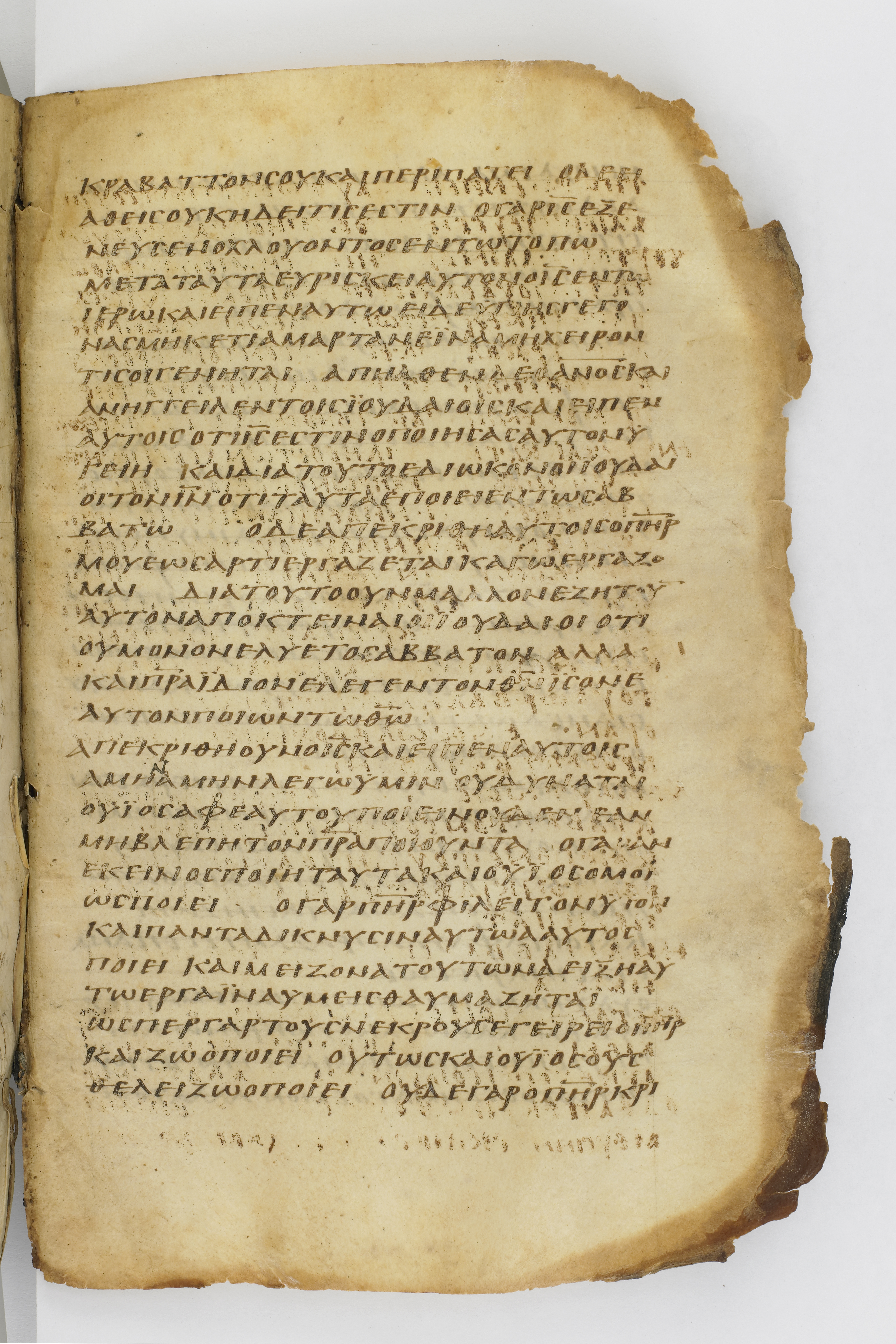 Codex Washingtonianus showing John 5:21 from Late 4th to 5th Century found in Egypt (possibly near the Pyramids), currently housed at Freer Gallery of Art, Smithsonian Institution, Washington, D.C.