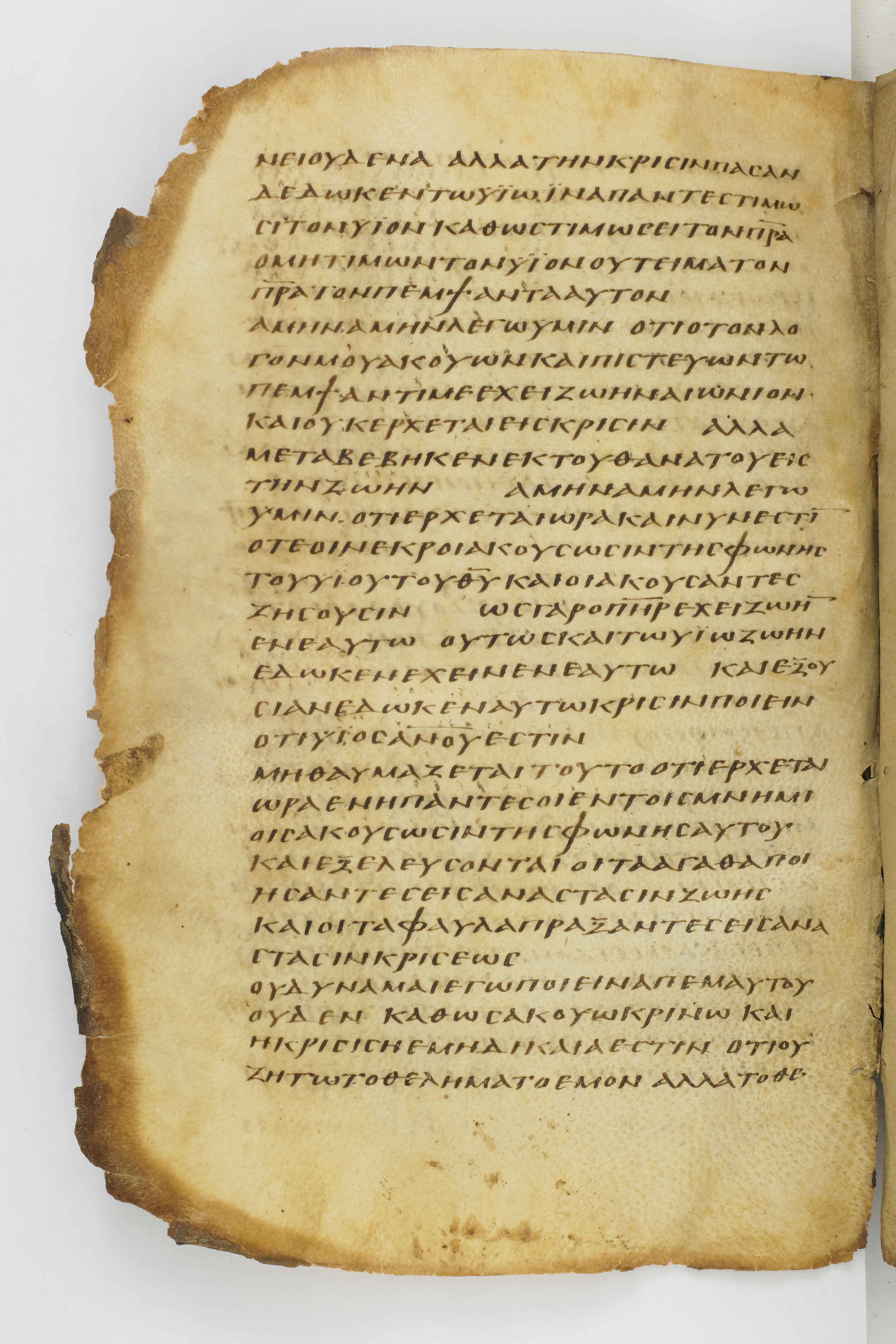 Codex Washingtonianus showing John 5:23 from Late 4th to 5th Century found in Egypt (possibly near the Pyramids), currently housed at Freer Gallery of Art, Smithsonian Institution, Washington, D.C.