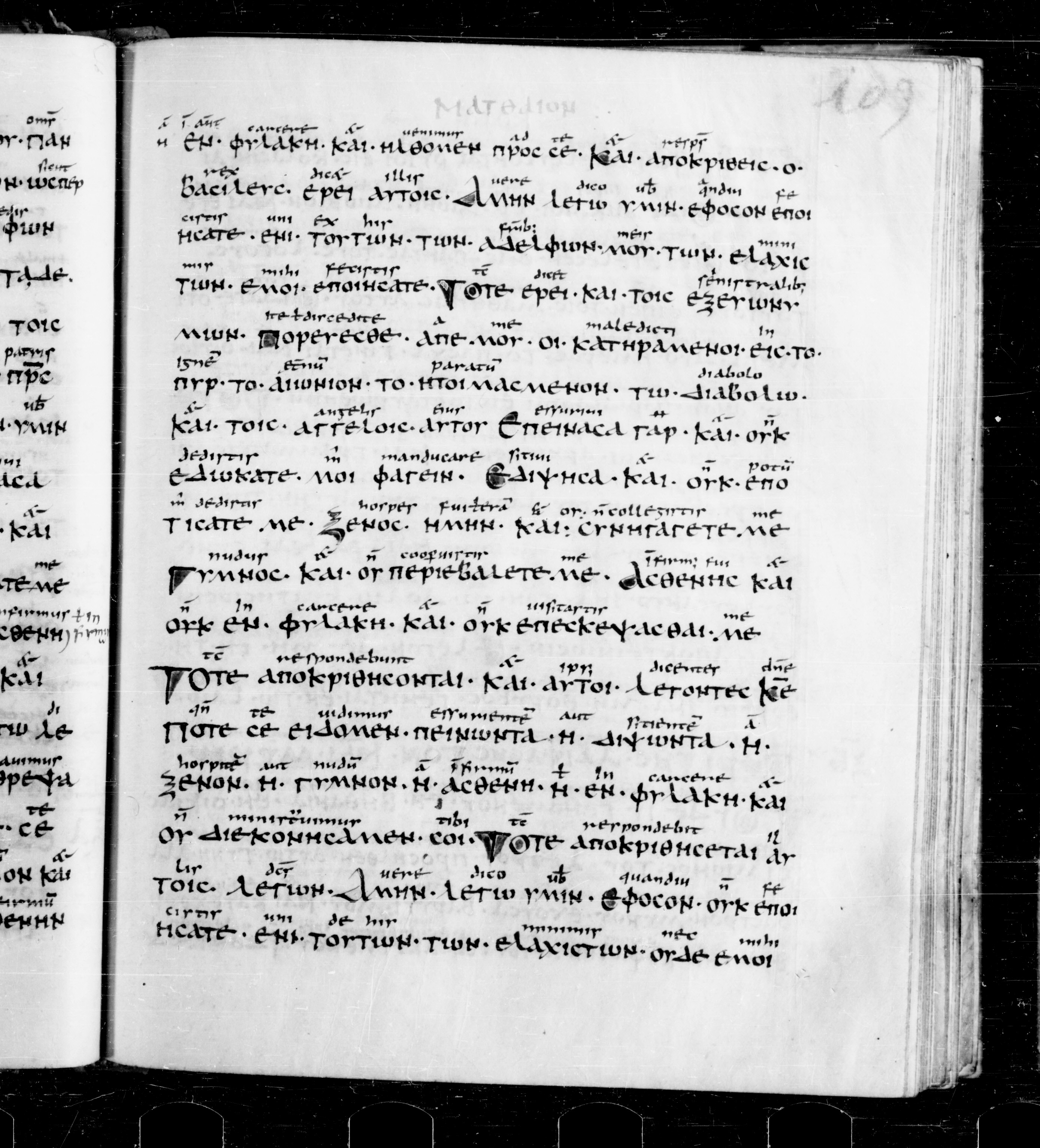 Codex Sangallensis 48 (Scan 2) showing Matthew 25:39 from 9th Century, currently housed at Abbey library of Saint Gall, St. Gallen, Switzerland