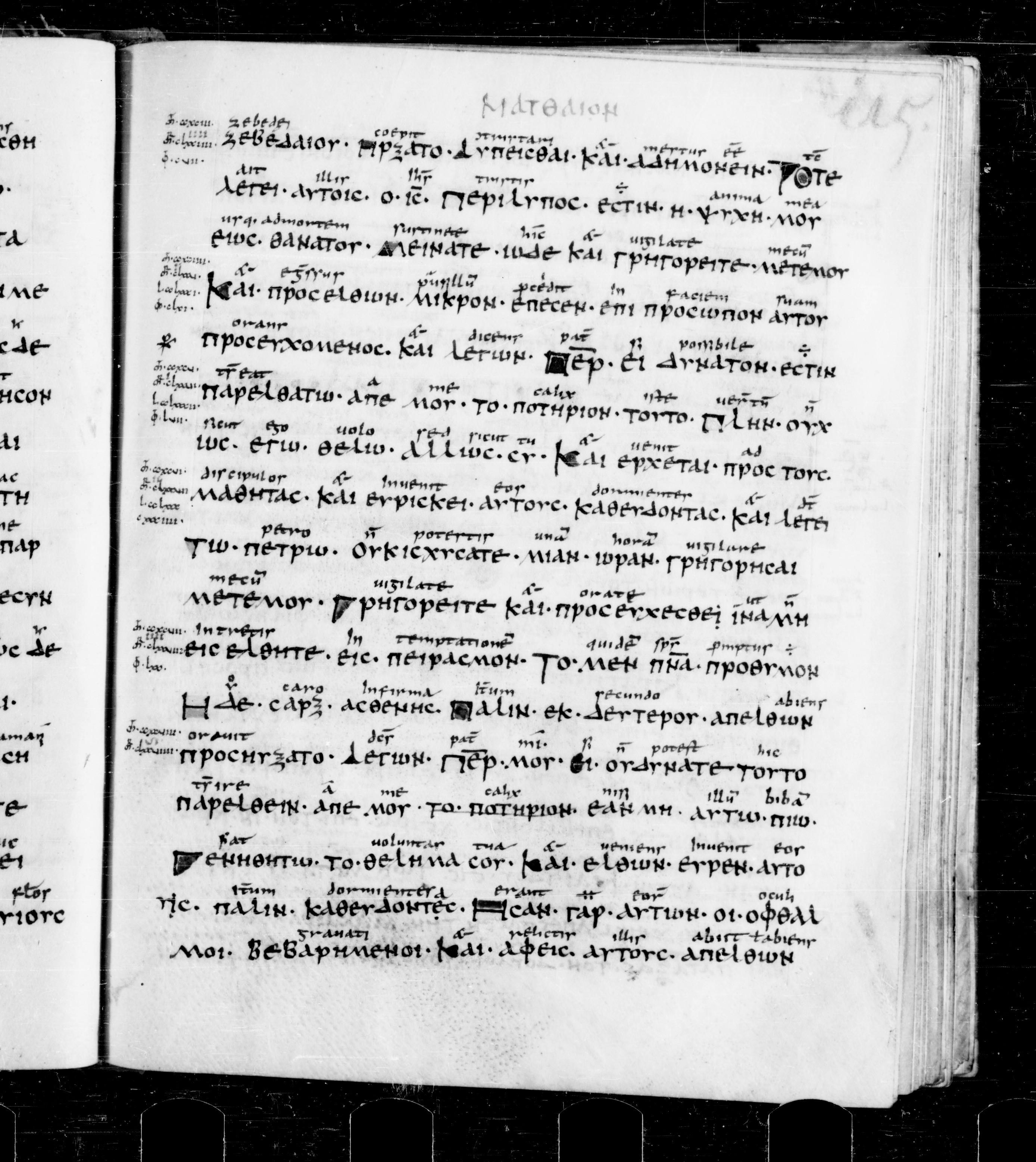 Codex Sangallensis 48 showing Matthew 26:39 from 9th Century, currently housed at Abbey library of Saint Gall, St. Gallen, Switzerland