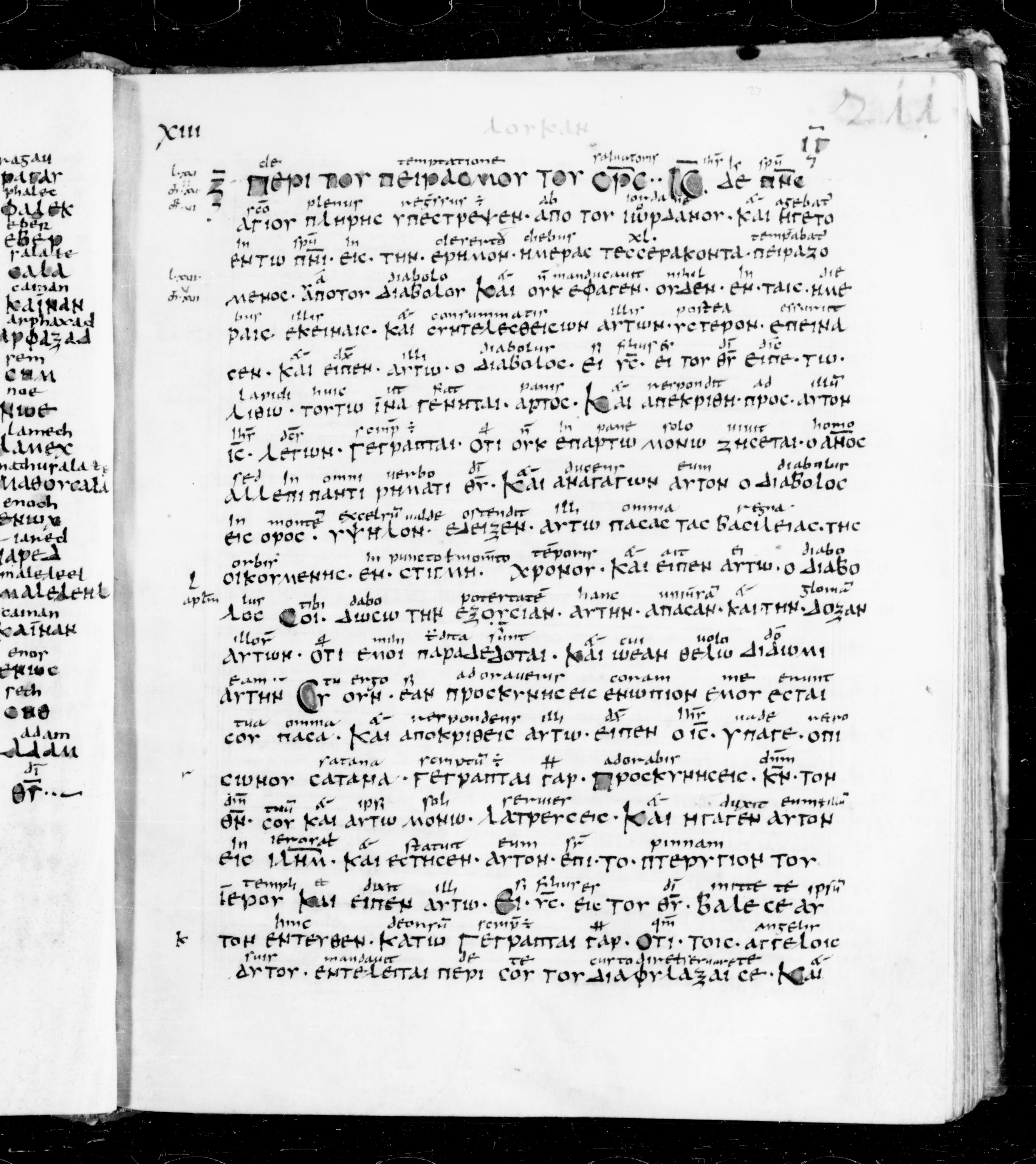 Codex Sangallensis 48 showing Luke 4:2 from 9th Century, currently housed at Abbey library of Saint Gall, St. Gallen, Switzerland