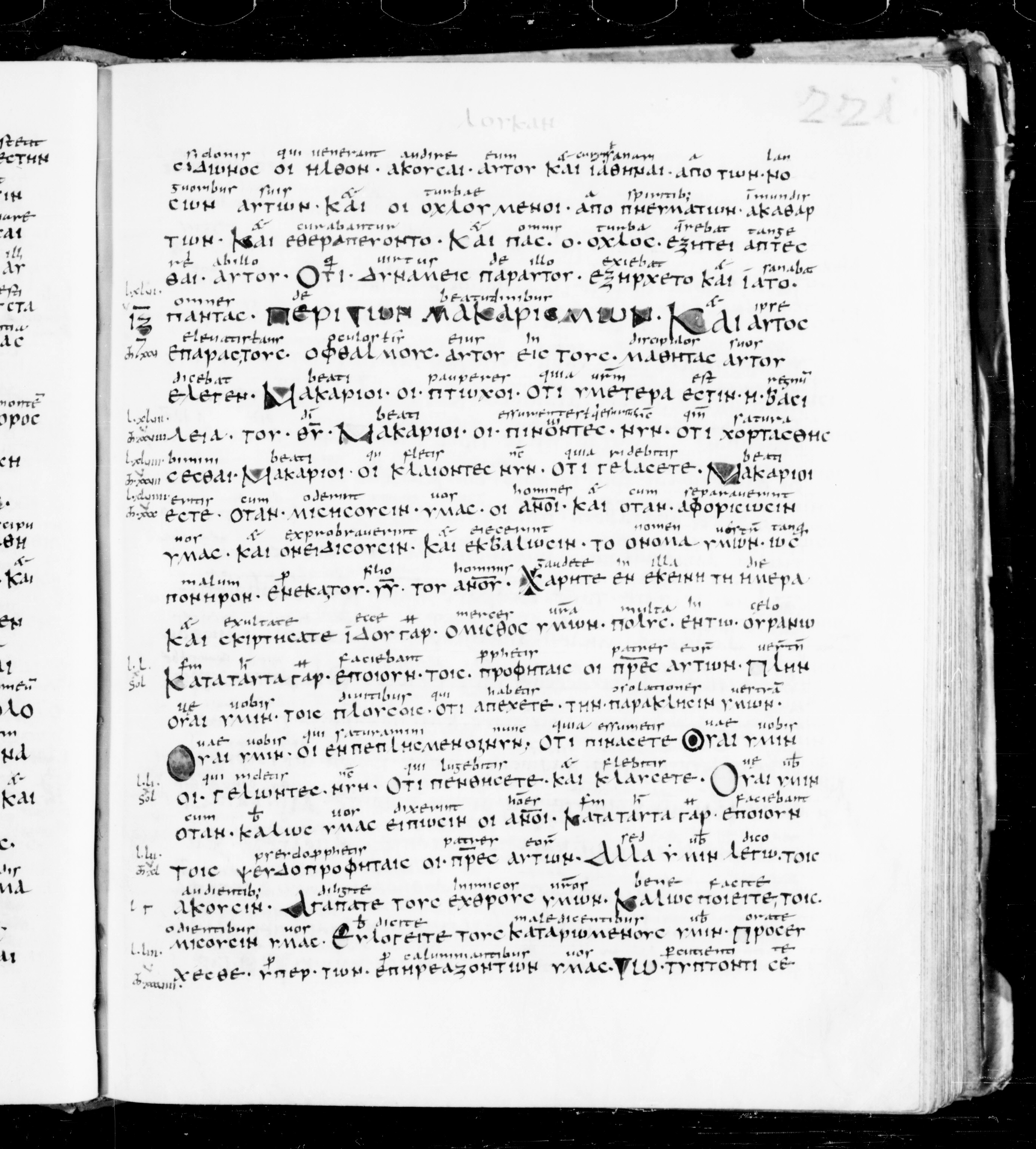 Codex Sangallensis 48 showing Luke 6:28 from 9th Century, currently housed at Abbey library of Saint Gall, St. Gallen, Switzerland