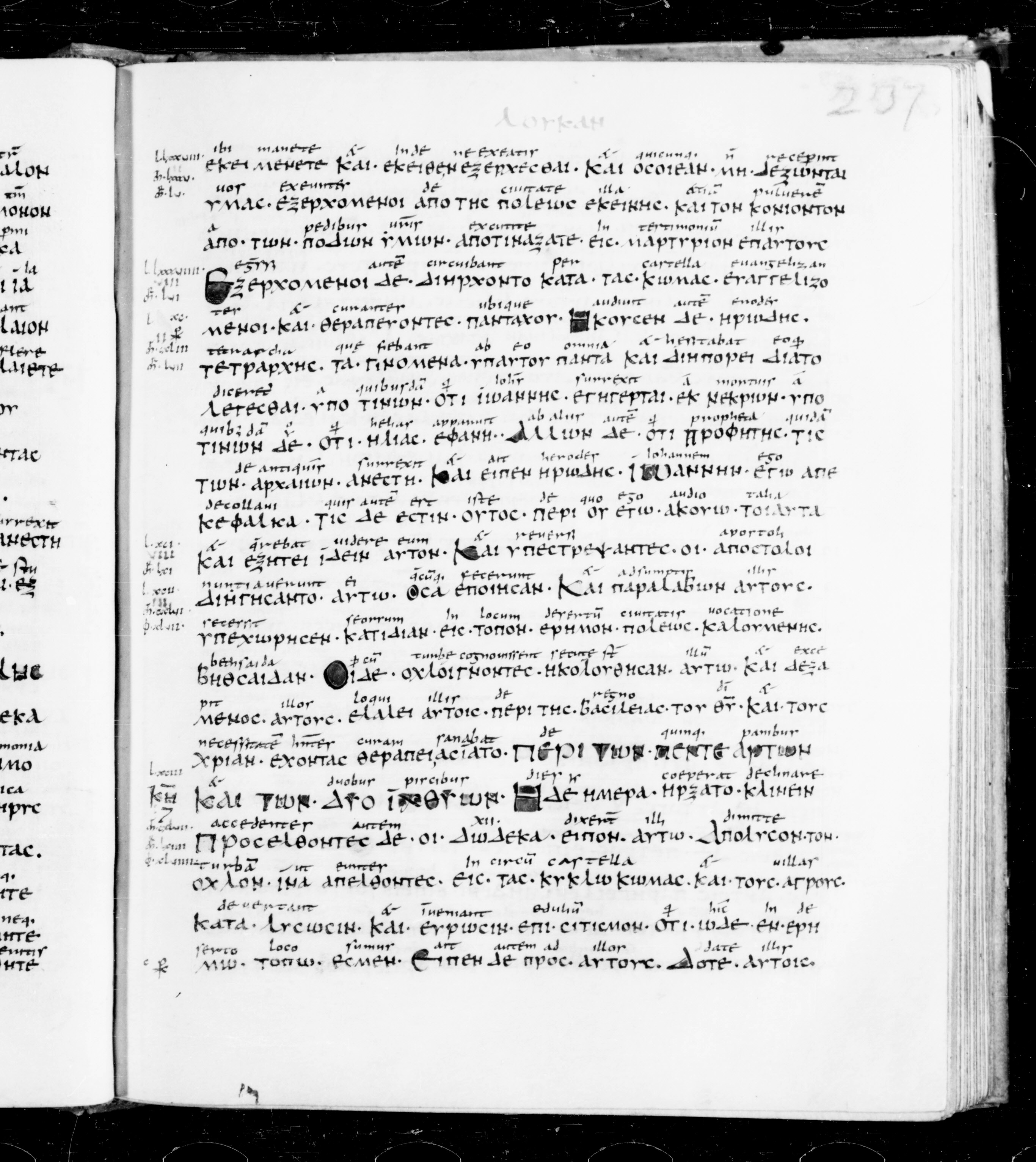 Codex Sangallensis 48 (Scan 1) showing Luke 9:13 from 9th Century, currently housed at Abbey library of Saint Gall, St. Gallen, Switzerland