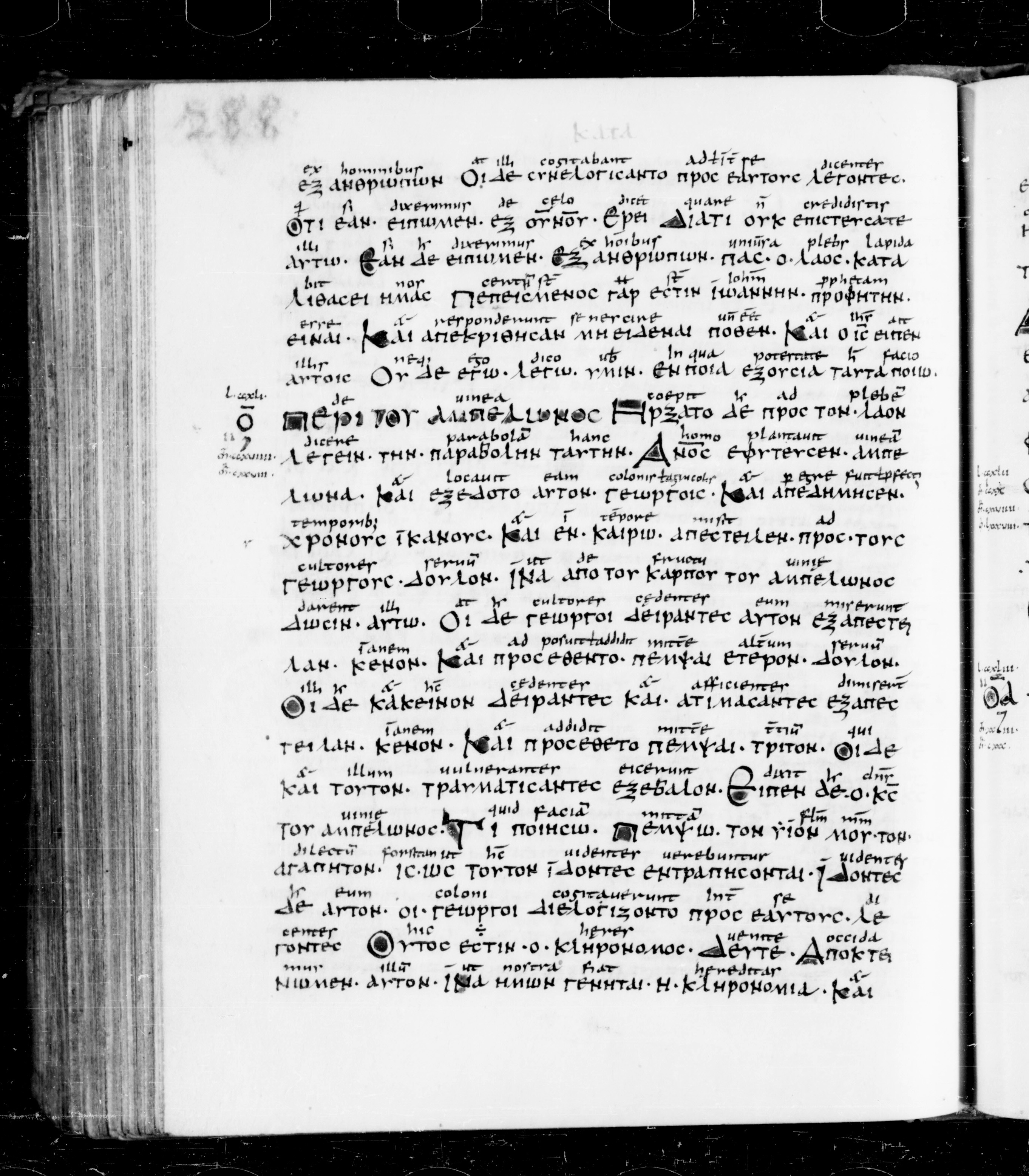Codex Sangallensis 48 showing Luke 20:13 from 9th Century, currently housed at Abbey library of Saint Gall, St. Gallen, Switzerland