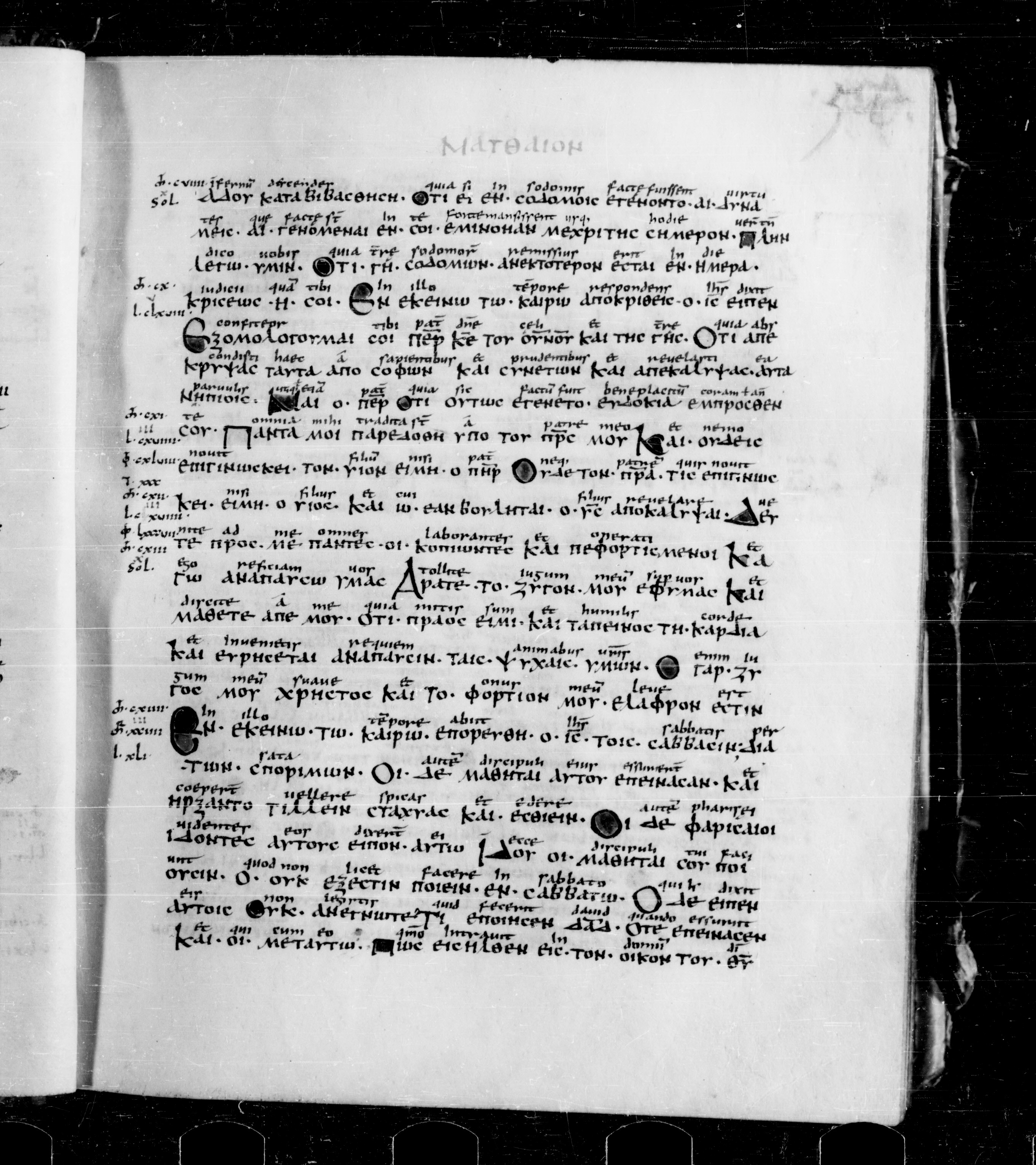 Codex Sangallensis 48 showing Matthew 12:2 from 9th Century, currently housed at Abbey library of Saint Gall, St. Gallen, Switzerland
