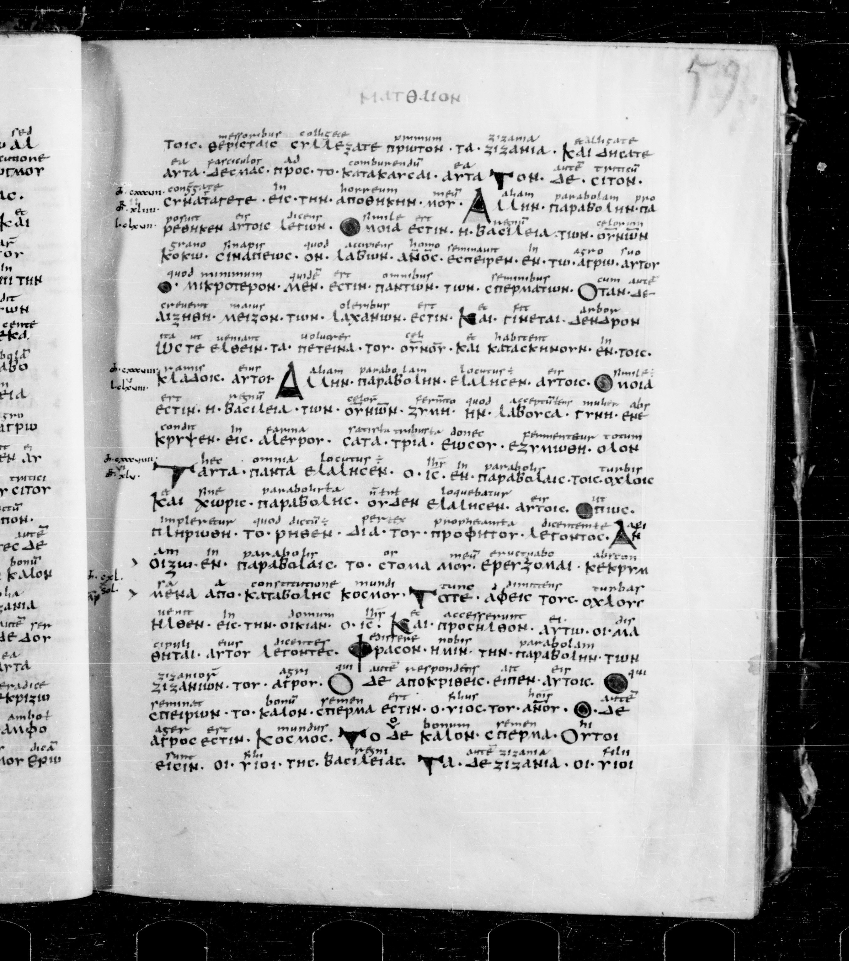 Codex Sangallensis 48 showing Matthew 13:32 from 9th Century, currently housed at Abbey library of Saint Gall, St. Gallen, Switzerland