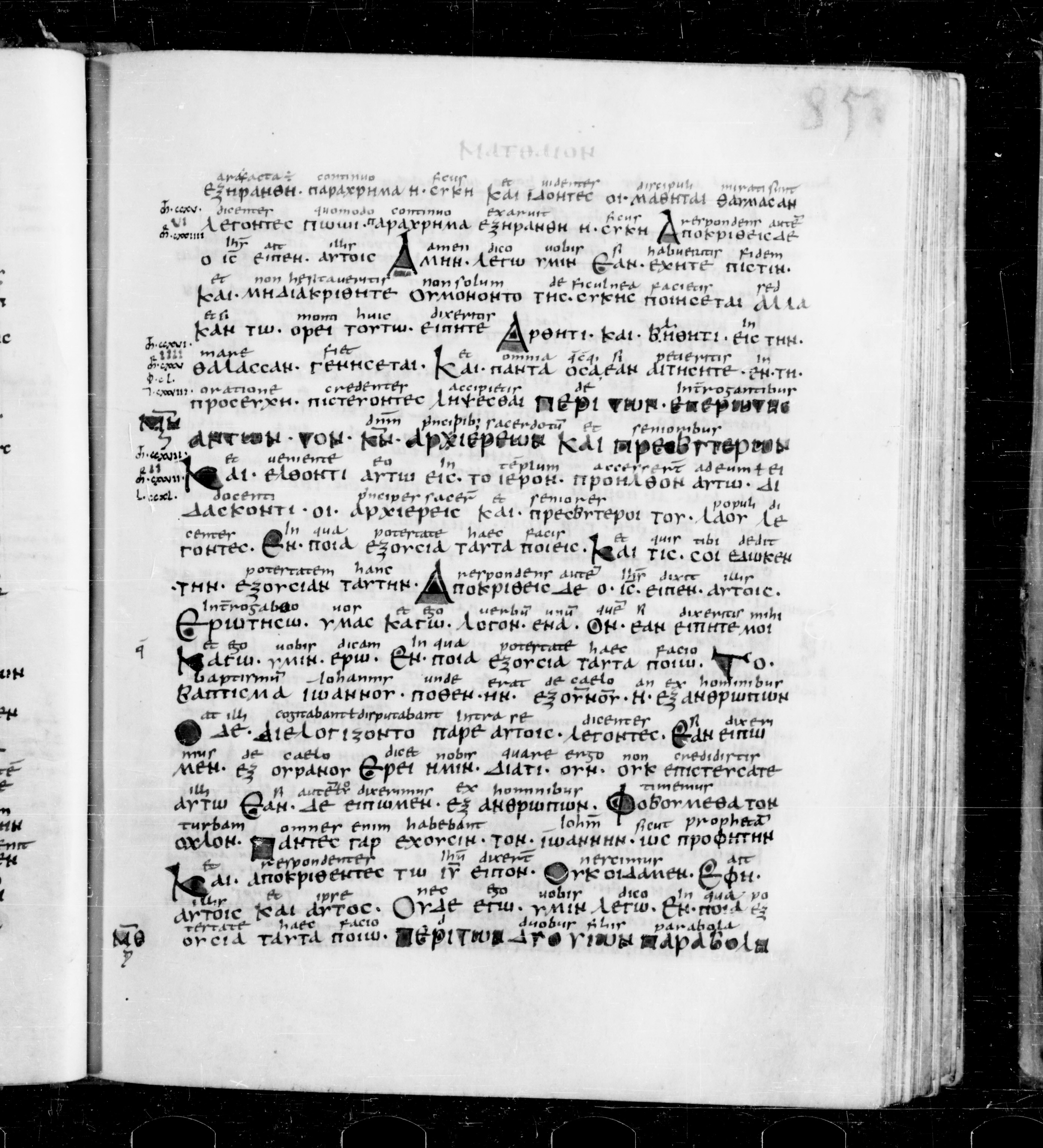 Codex Sangallensis 48 (Scan 2) showing Matthew 21:19 from 9th Century, currently housed at Abbey library of Saint Gall, St. Gallen, Switzerland