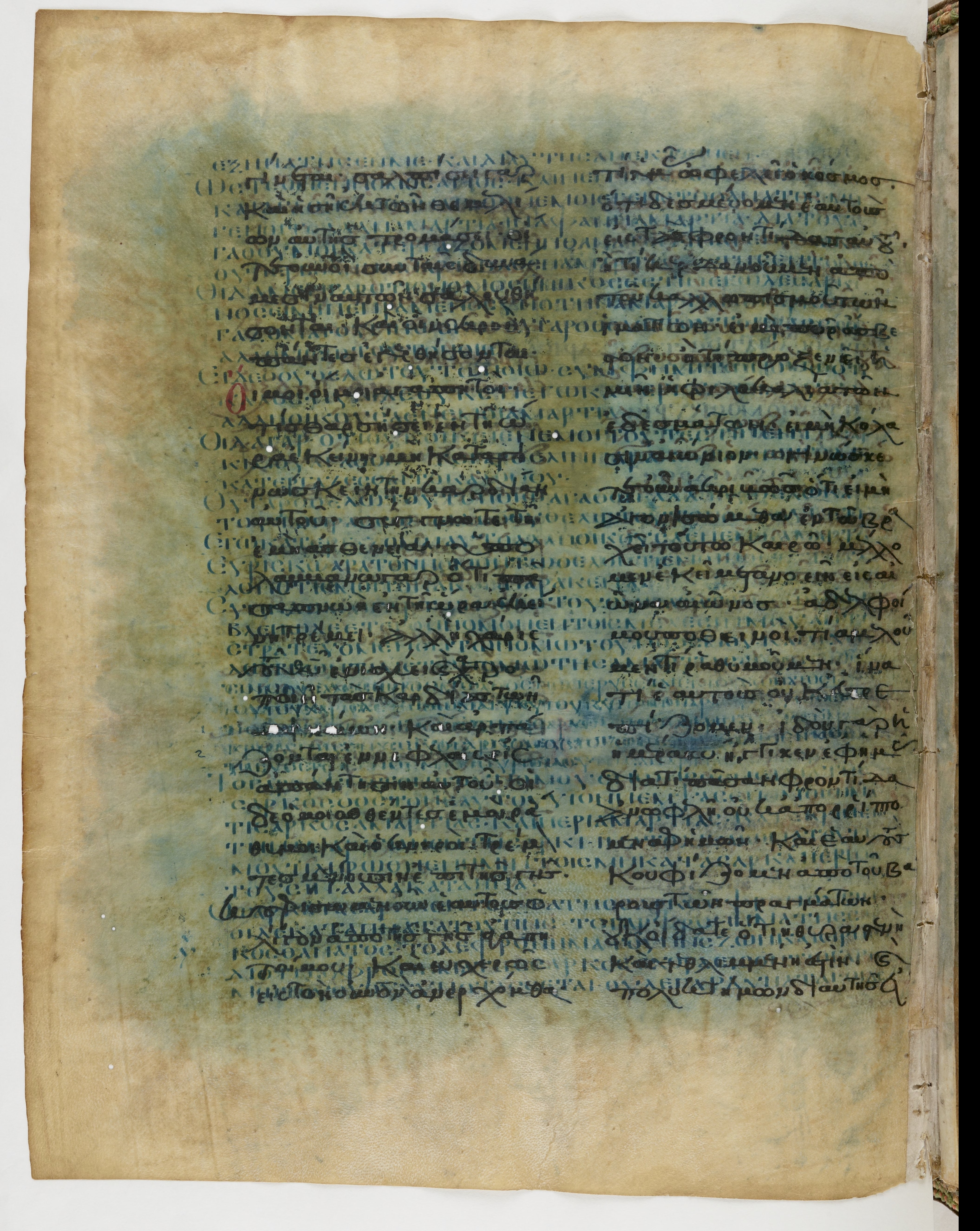Codex Ephraemi Rescriptus showing Romans 7:21 from Mid 5th Century, currently housed at Bibliothèque nationale de France, Paris