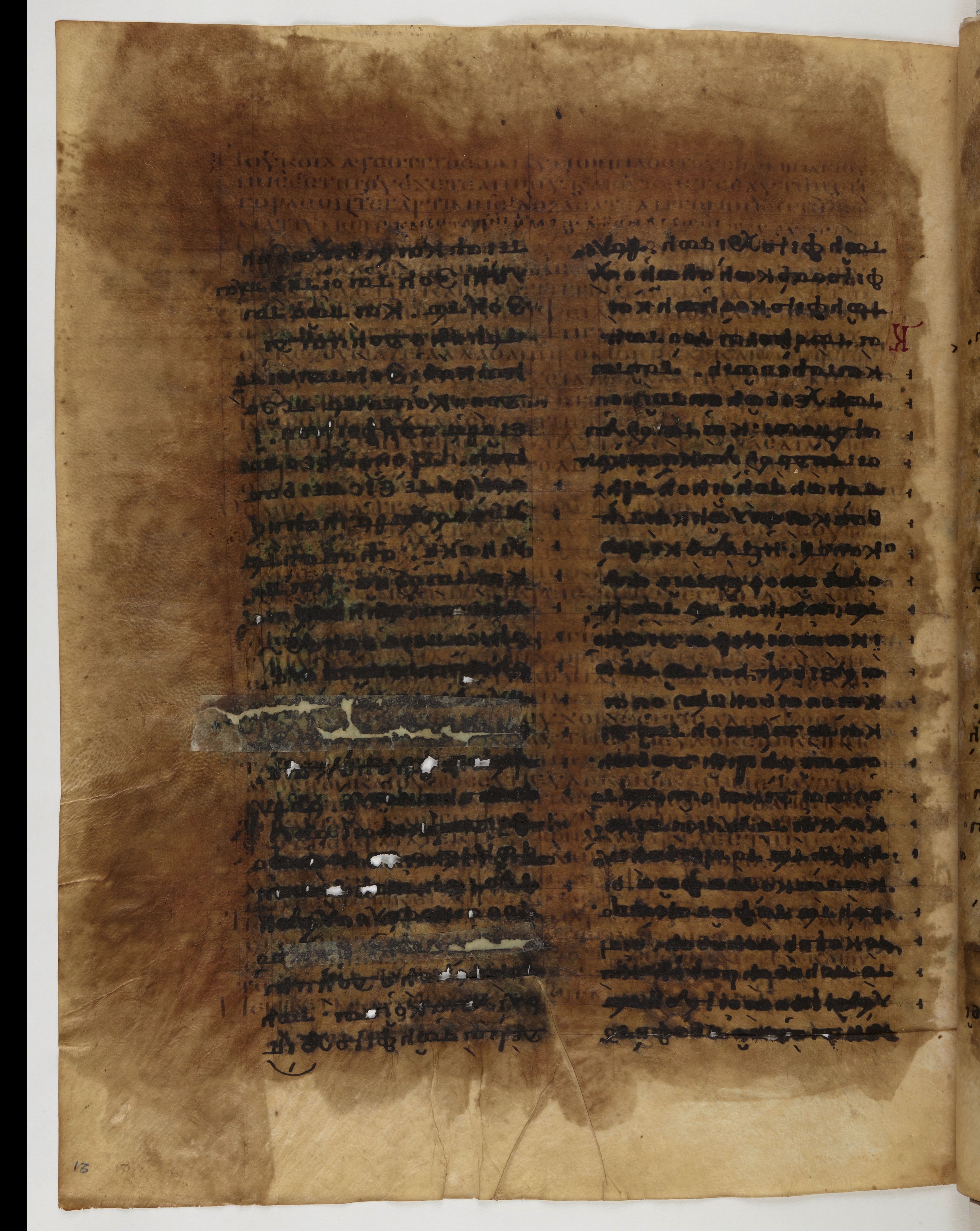 Codex Ephraemi Rescriptus showing 1 Corinthians 7:13 from Mid 5th Century, currently housed at Bibliothèque nationale de France, Paris